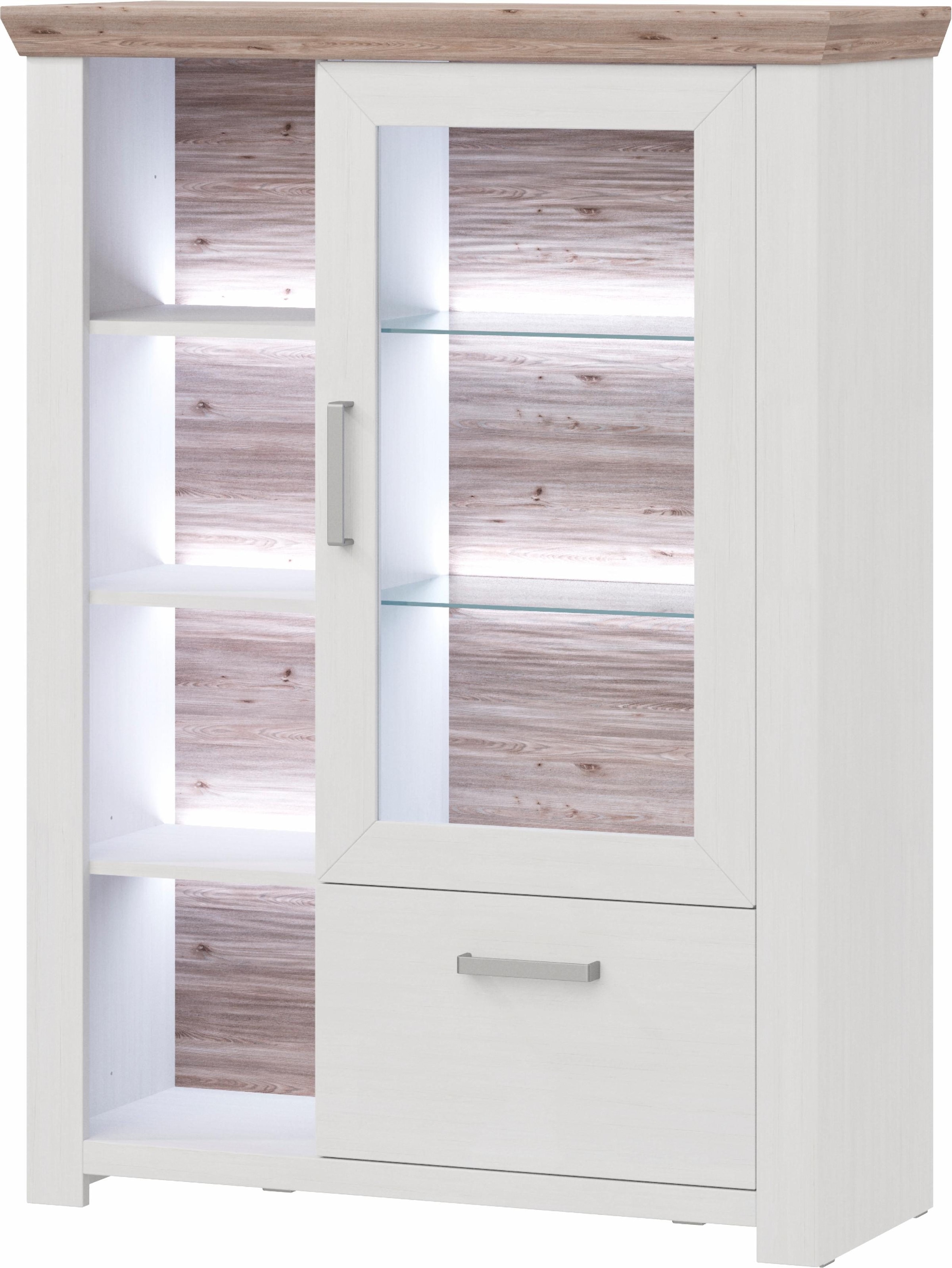 set one by Musterring Highboard »York«, Typ 13 und 14, mit Glastür und Schubkasten, 3 Farbvarianten, B 105 cm