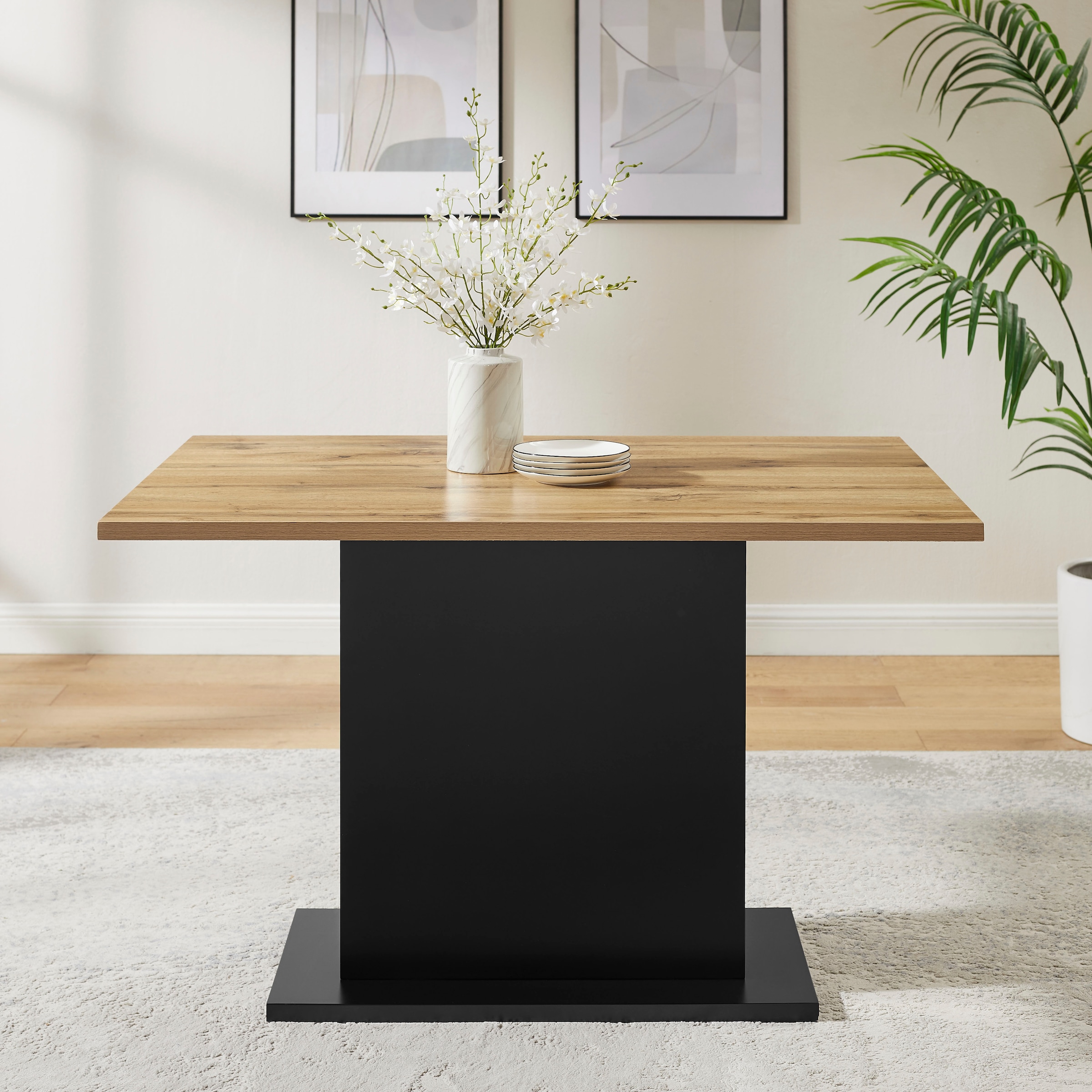 OTTO home Esstisch »Hennia« Säulensockel, integrierte Ablagefächer, Breite 120 cm