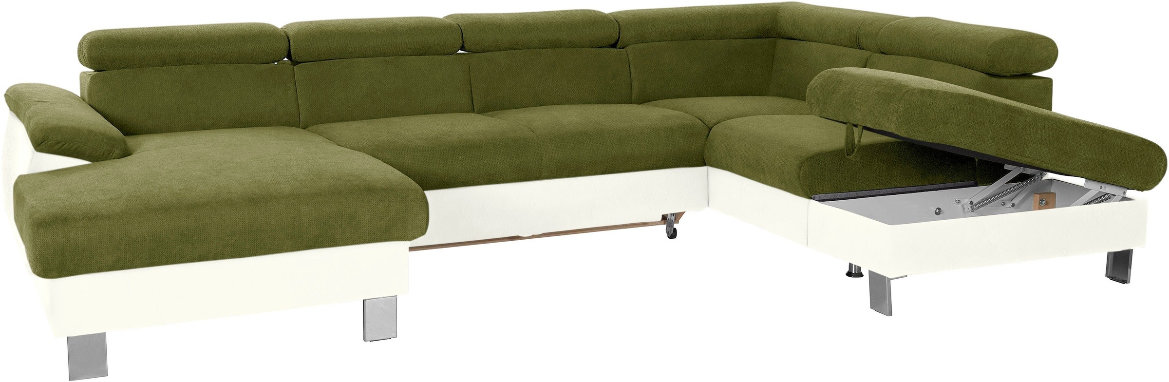 COTTA Polstergarnitur »Komaris U-Form«, (Set), Set bestehend aus: Wohnlandschaft mit Kopfteilverstellung & Hocker