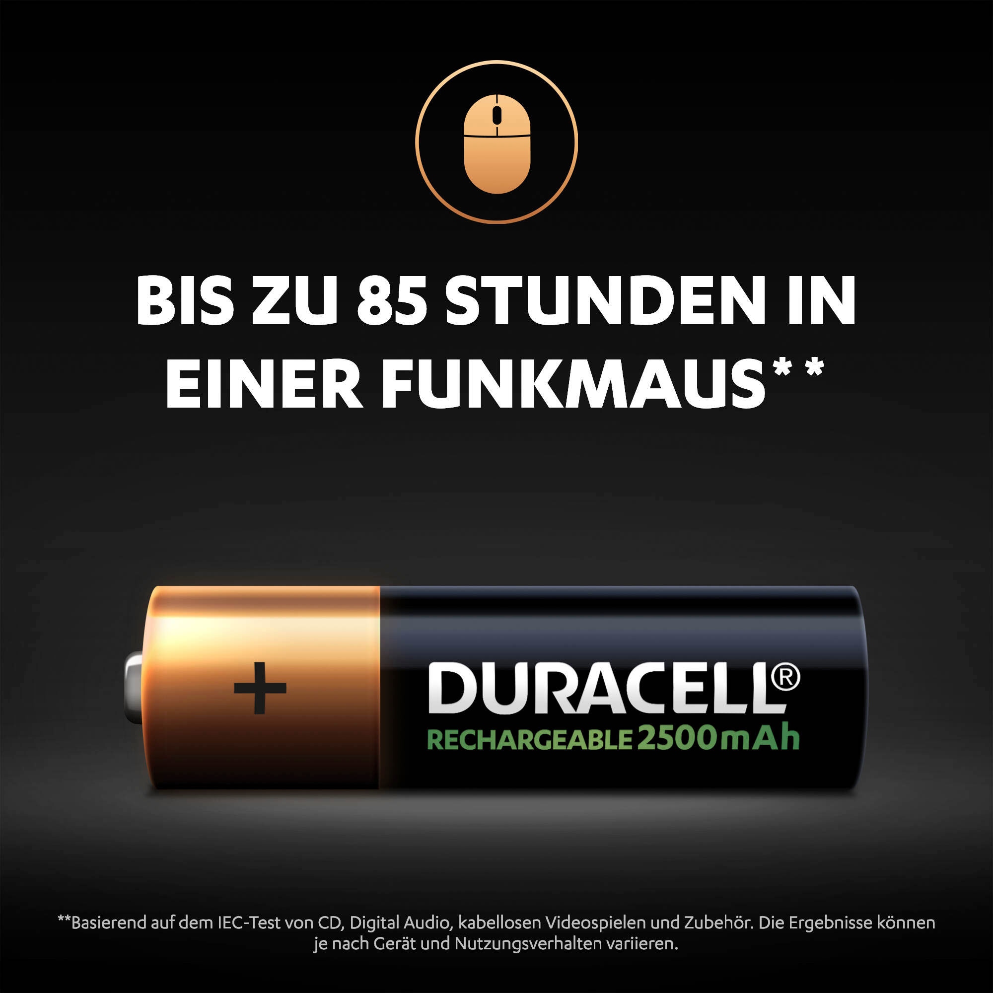 Duracell Batterie »4 Stck, Recharge Ultra AA 2500 mAh«, LR06, 1,2 V, (Packung, 4 St.), wiederaufladbare Akkus, 5 Jahre Garantie