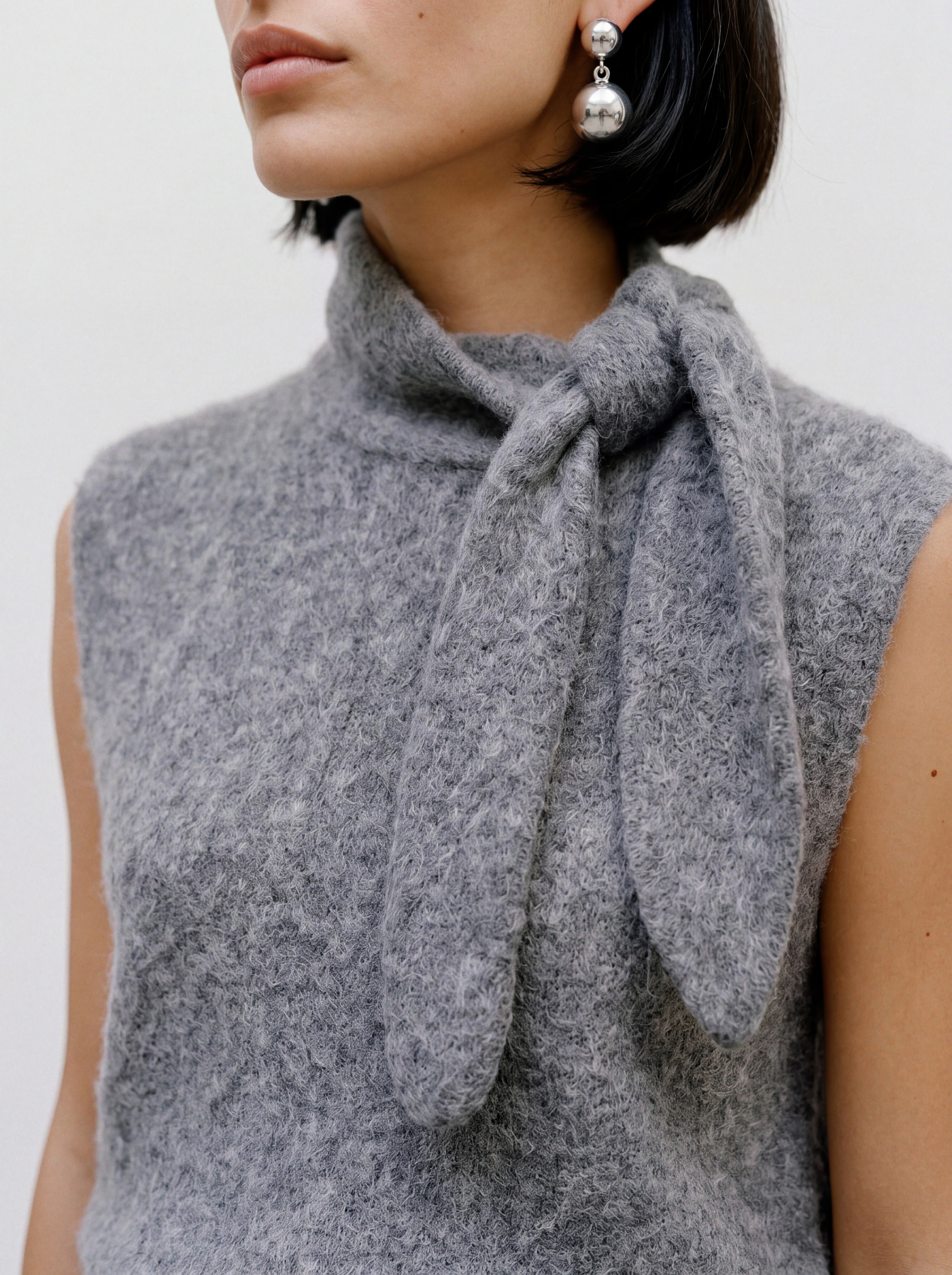 TOPSHOP Strickpullover »TSCASSI KNITTED TIE NECK TOP KNT NOOS« Materialmix, normal geschnitten