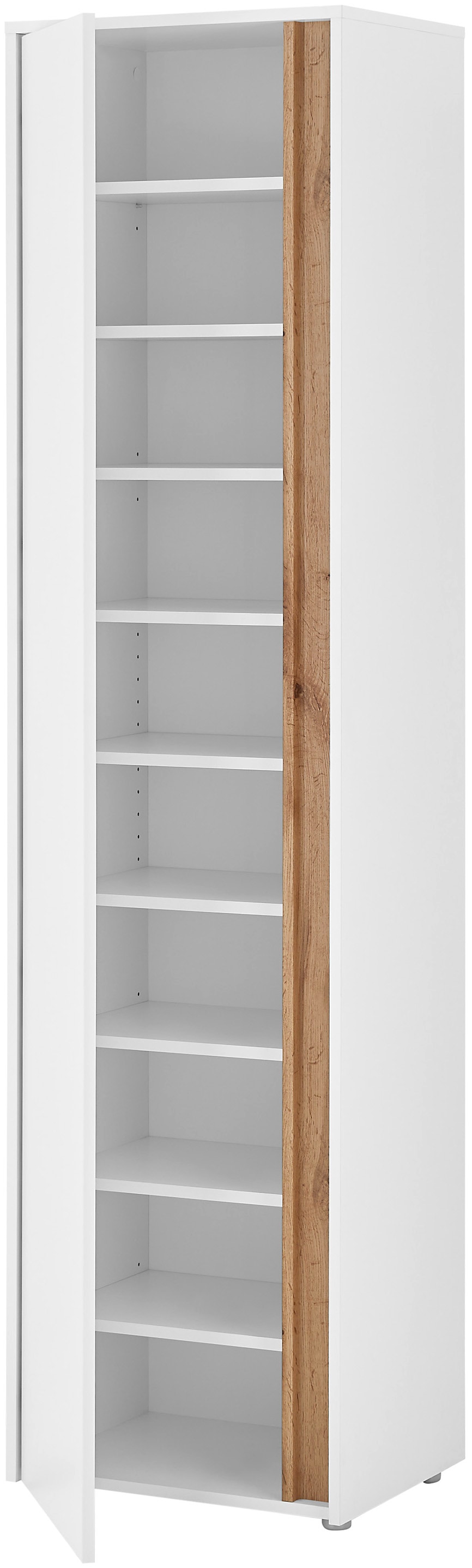 INOSIGN Garderoben-Set »GIRON/ CiTY, Garderobe in Wotan Eiche, moderner Garderobenschrank«, (Komplett-Set, 5 St.), enthält Schrank, Kommode, Spiegel, Paneel & Schuhbank +Sitzkissen