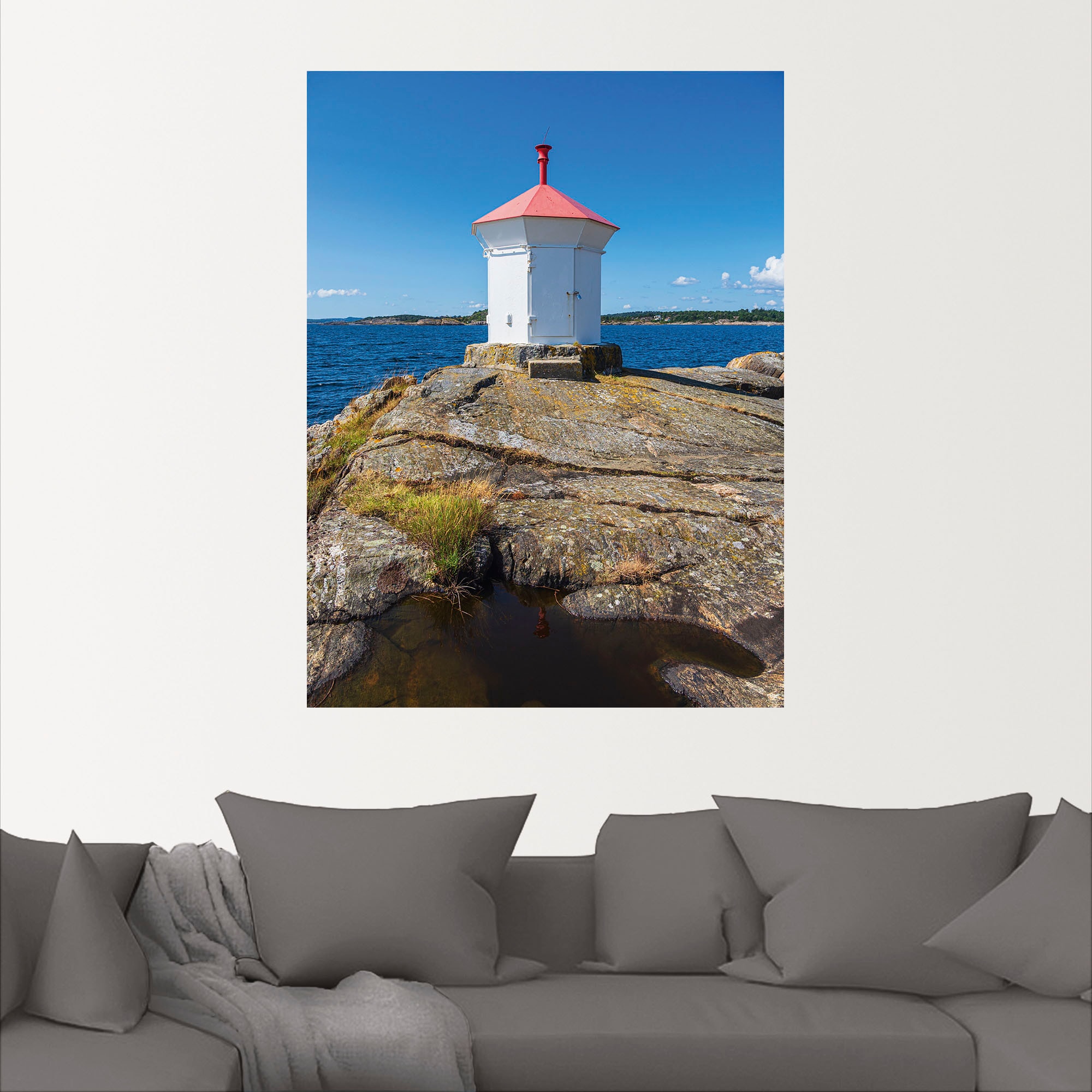Artland Wandbild »Leuchtfeuer, Schäreninsel Merdo Norwegen«, Gebäude, (1 St.), als Alubild, Leinwandbild, Wandaufkleber oder Poster in versch. Größen