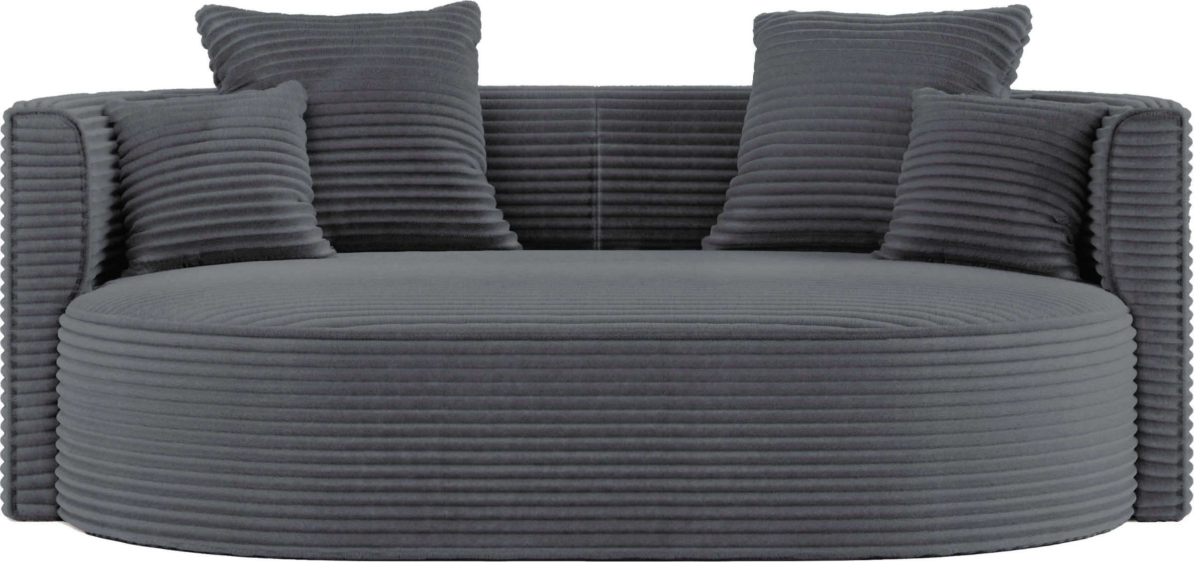 LeGer Home by Lena Gercke 2,5-Sitzer »ISALIE, rundes Loungesofa, mit Kissen, perfekt gepolstert«, moderne Stoffe, mit 4 Zierkissen, extra große Sitzfläche