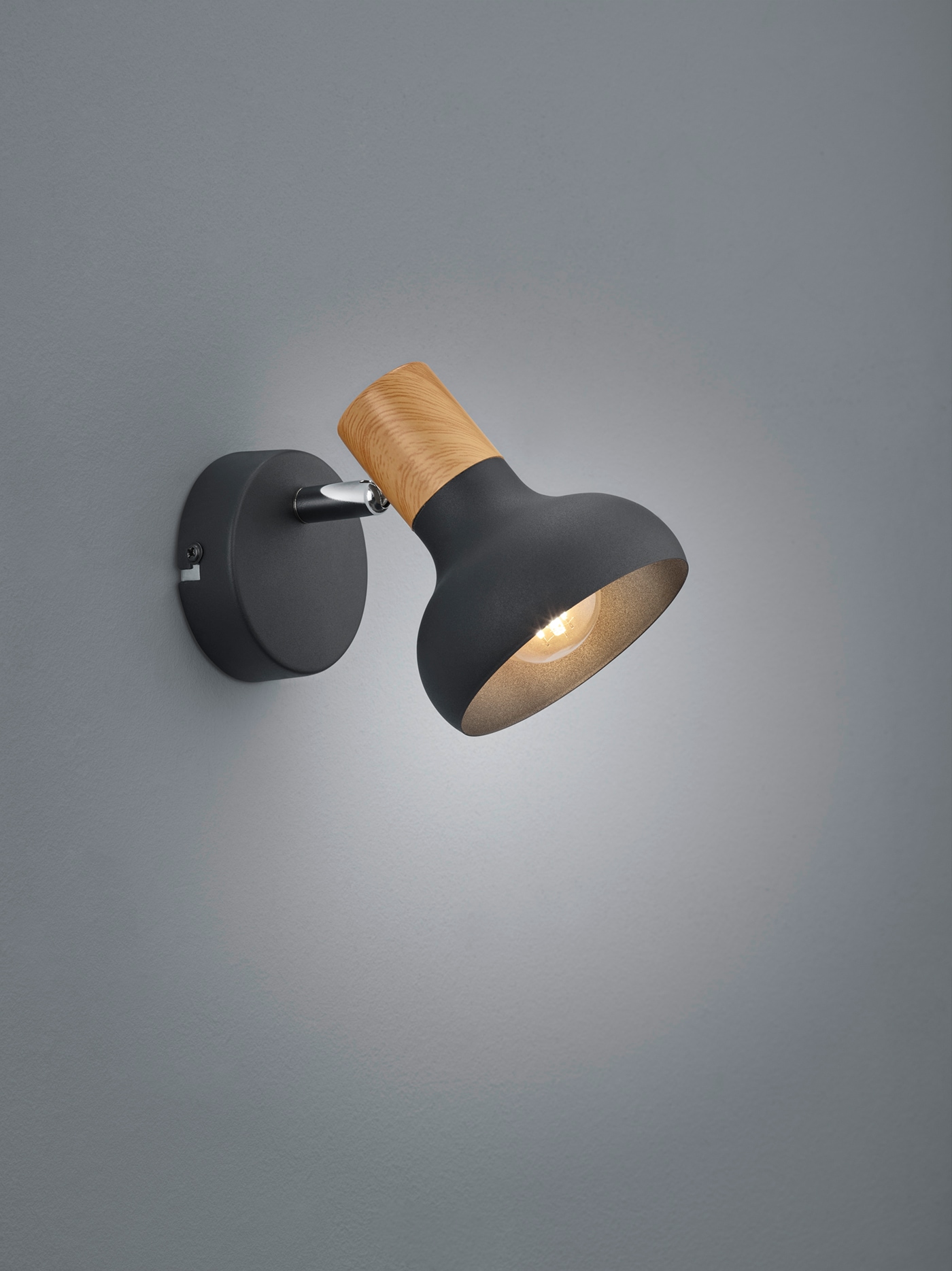 REALITY Leuchten Deckenstrahler »LATIKA, Strahler 1-flammig, exkl 1x E14 max 10W, Deckenspot Wandspot« E14 1 Stk. warmweiß - kaltweiß schwenkbarer Strahler, Metall und Holzoptik Lackierung, Spot Licht