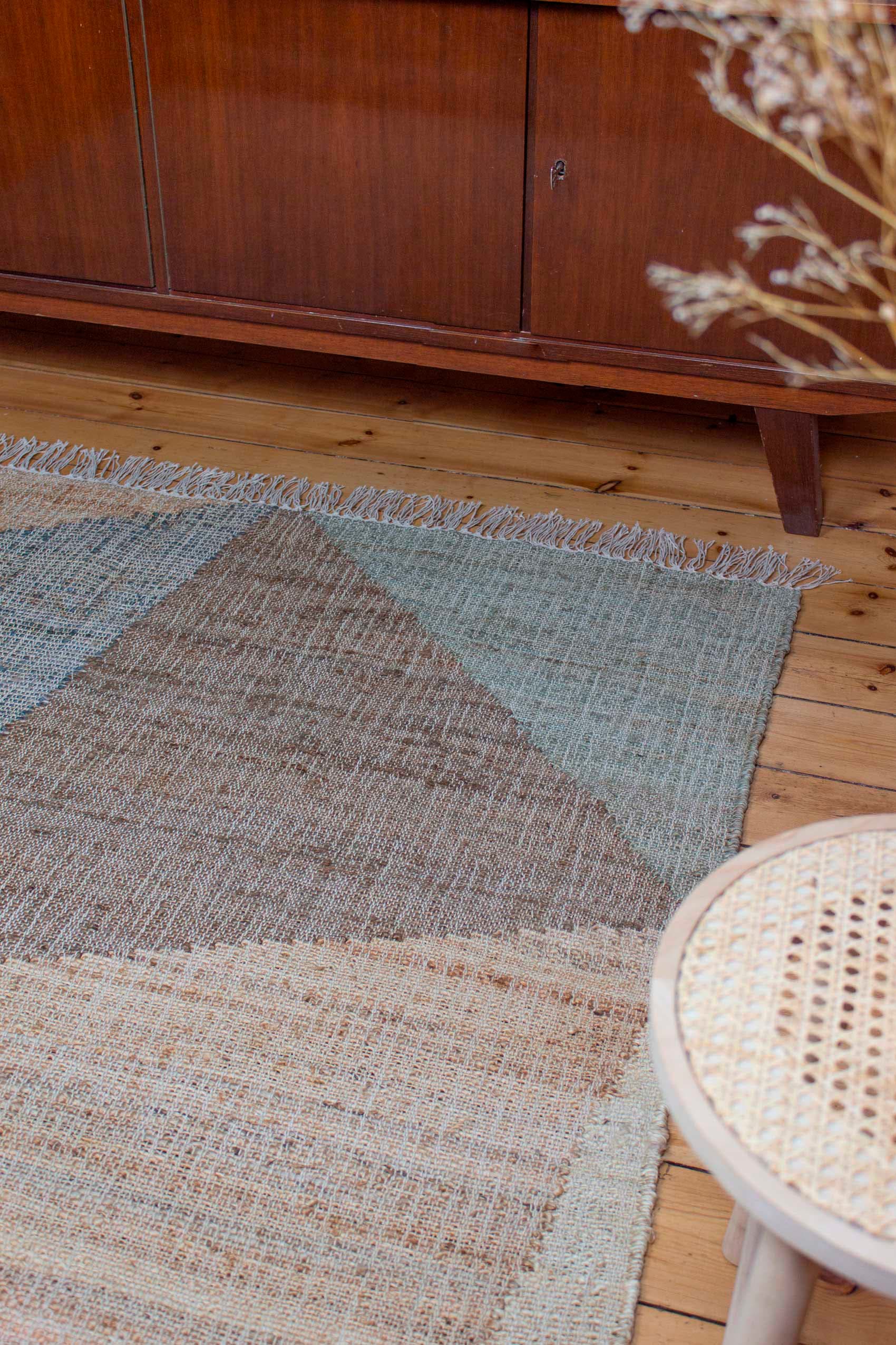 Green Looop Teppich Wohnzimmer »Vincent GL-82111«, Teppich Naturfaser Fransen, mit mit Baumwolle, rechteckig, Jute aus
