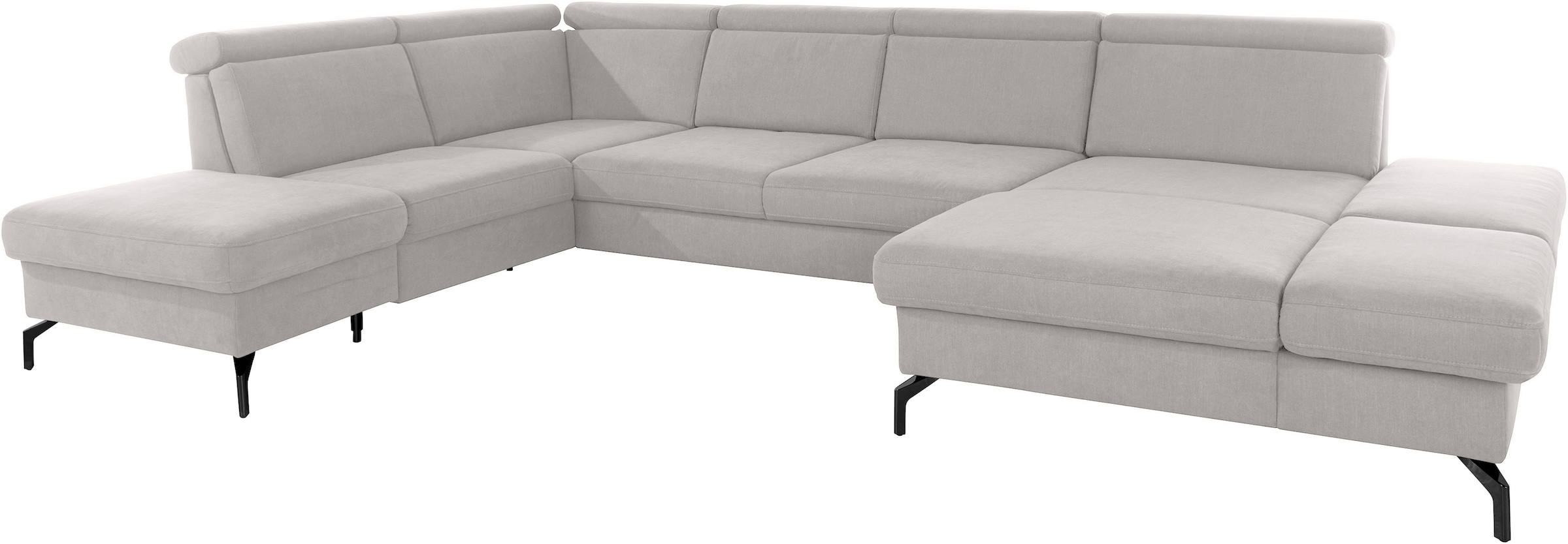 sit&more Wohnlandschaft »Brisbane U-Form«, Fußhöhe 15 cm, inklusive Sitztiefen-, Armteil- und Kopfteilverstellung