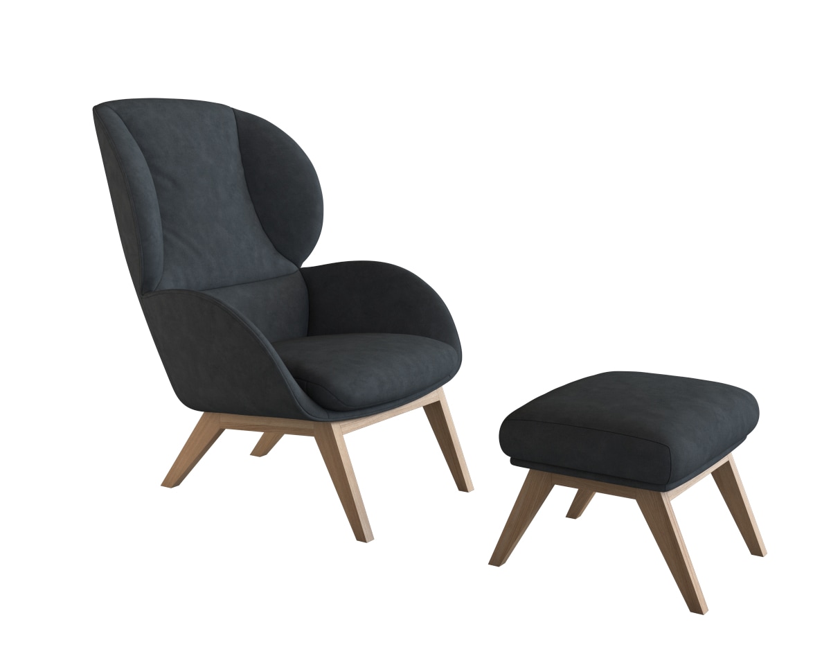 FLEXLUX Polsterhocker »Adria«, Fuß Eiche, Fußhocker für Ohrensessel