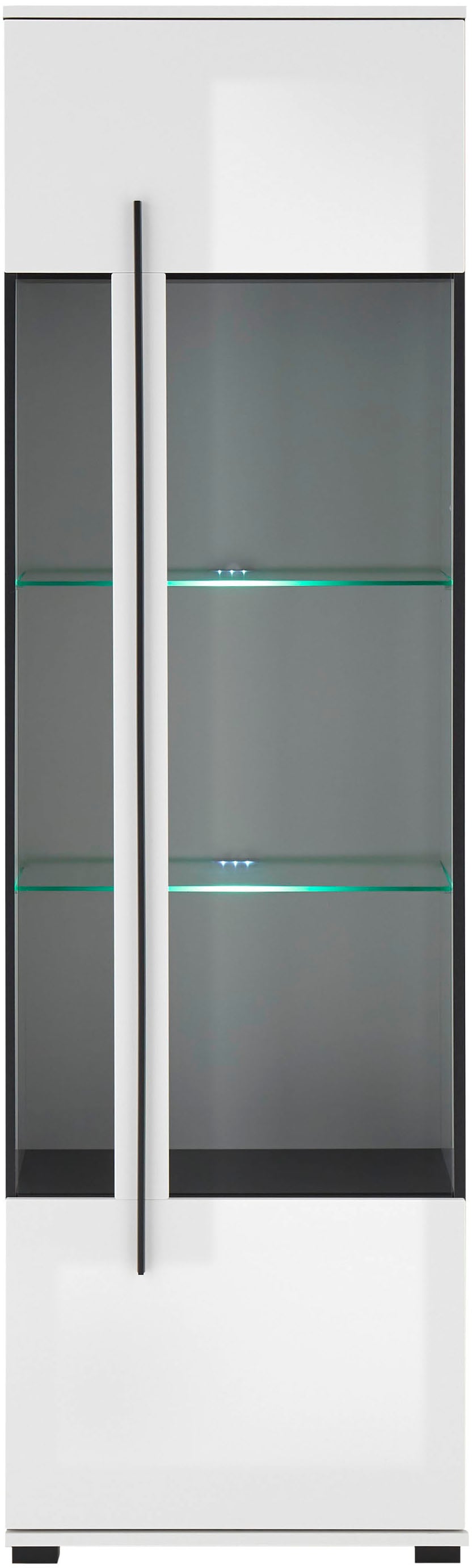 INOSIGN Vitrine »Cantara, Vitrinenschrank in Eiche Evoke oder weiß, Standvitrine«, schwarzer Stangengriff, ausreichend Stauraum, vielseitig einsetzbar