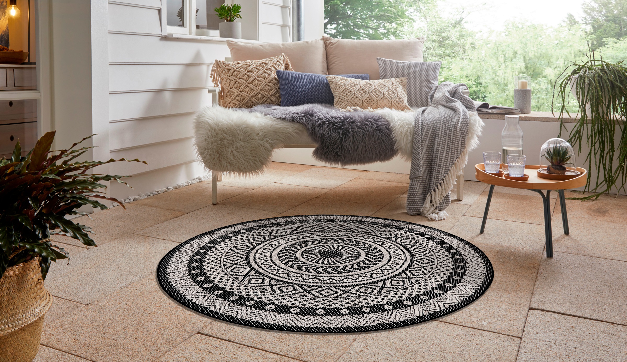 Leonique Teppich »Sia«, rund, 3 mm Höhe, Mandala Teppich, Boho, Wetterfest &... kaufen