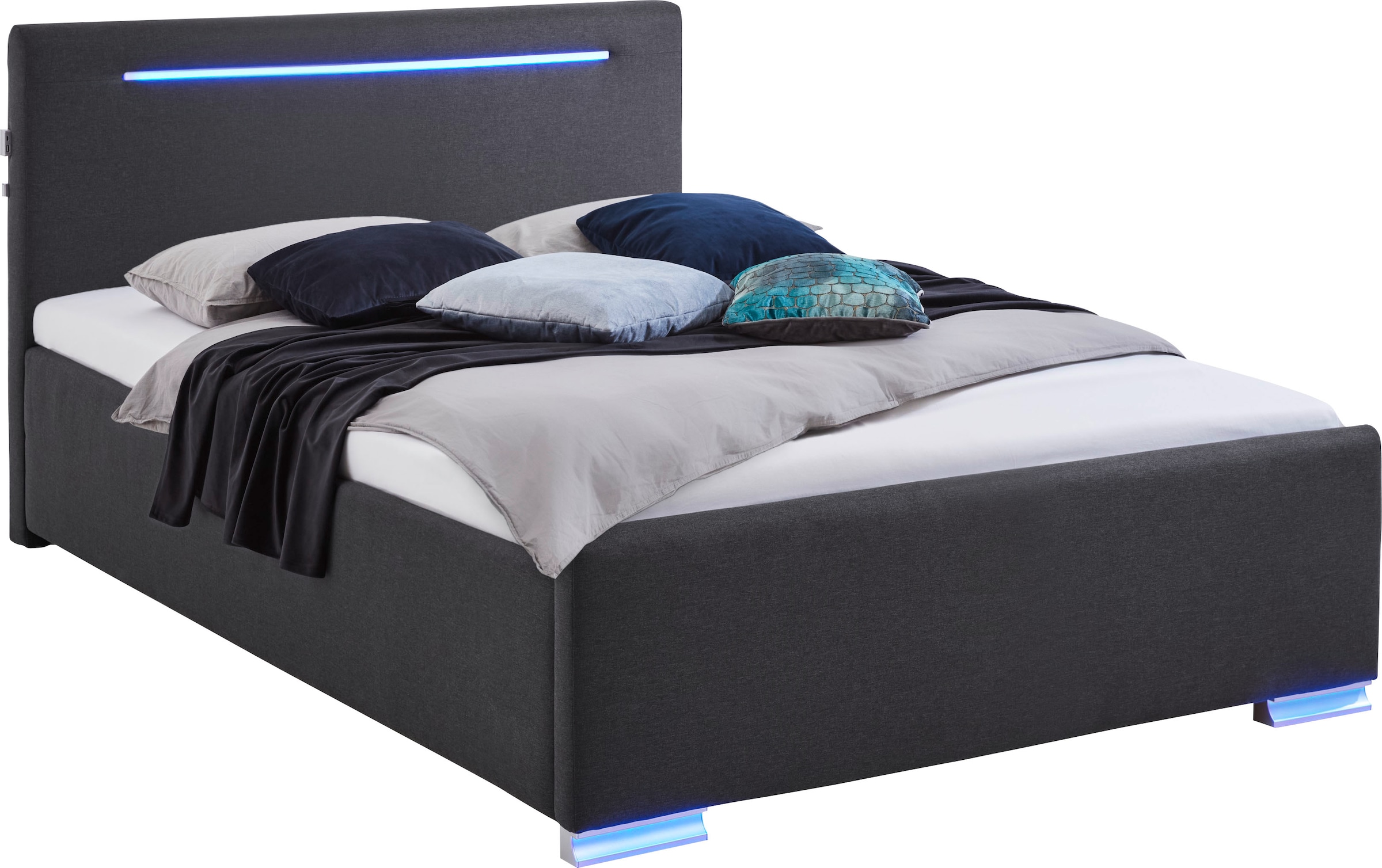 meise.möbel Polsterbett »Las Vegas III mit LED-Beleuchtung und USB-Anschluss«, erhältlich in den Breiten 140 & 180cm