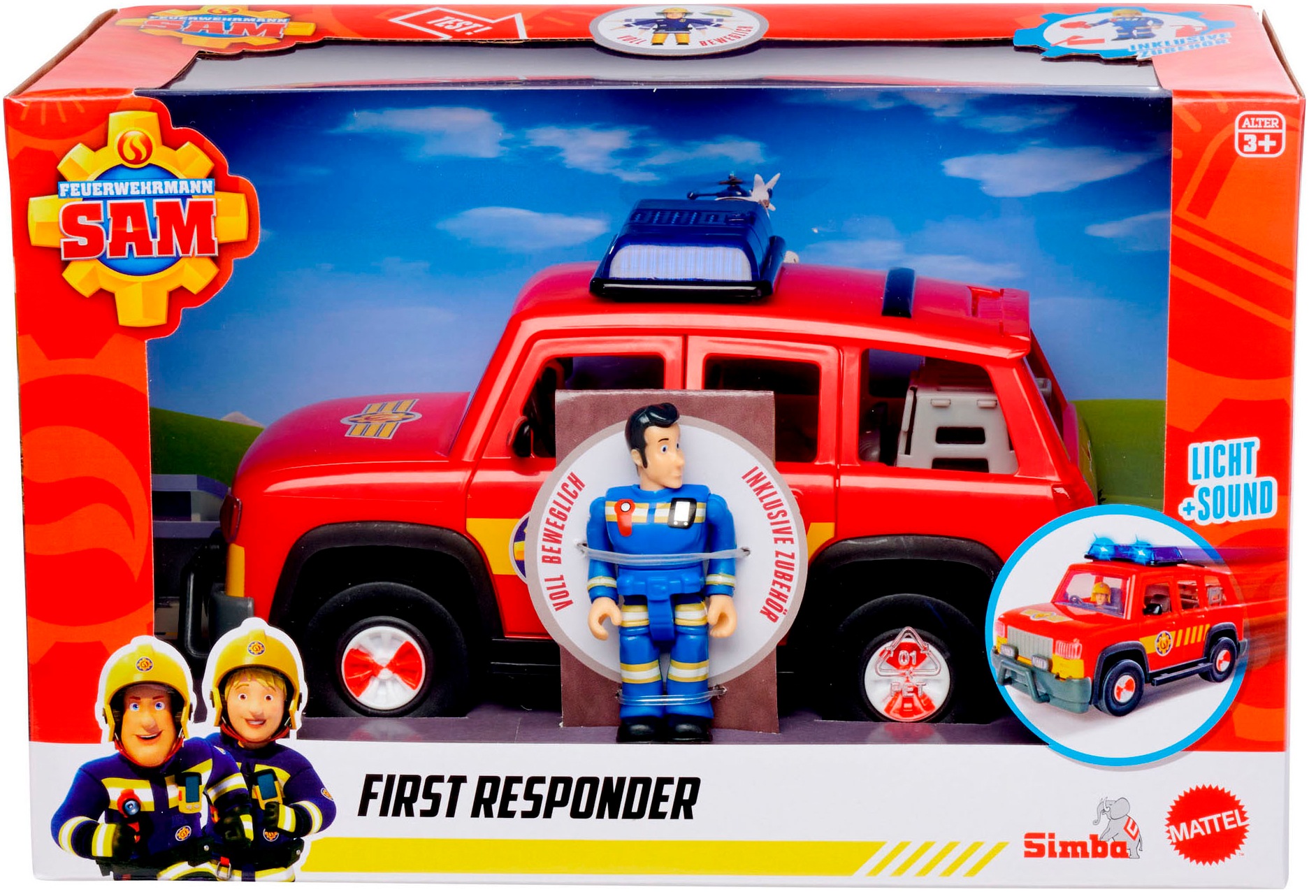 SIMBA Spielzeug-Feuerwehr »Sam First Responder Fahrzeug«, mit Licht und Sound