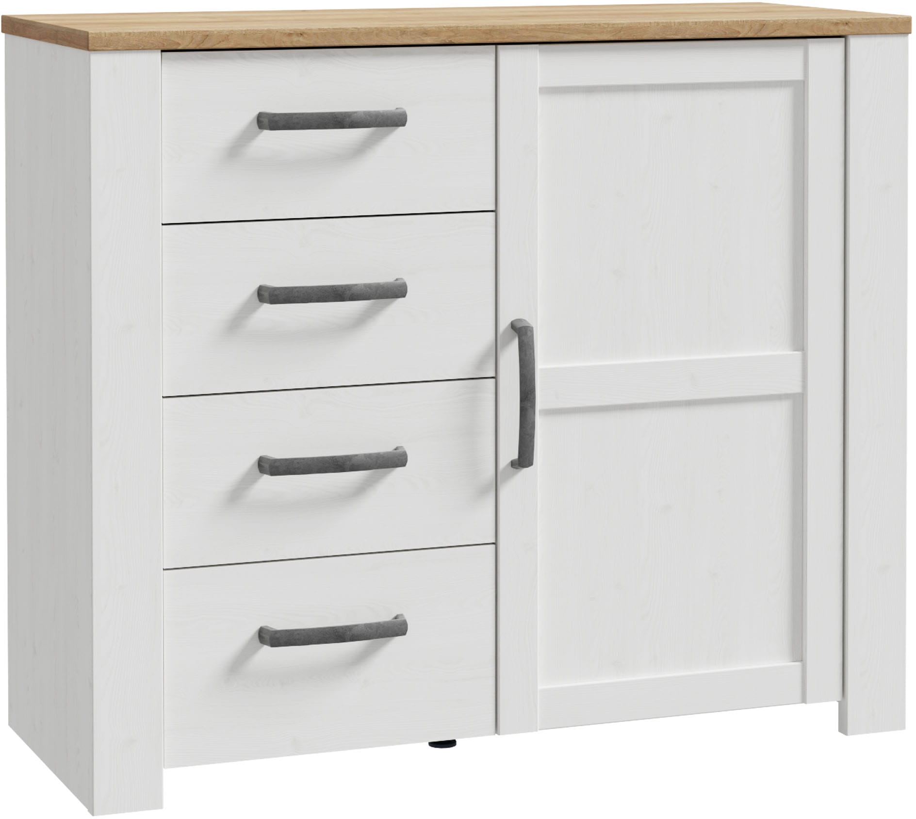 Bohol 1 Door 4 Drawer Chest in Riviera Oak/White, none