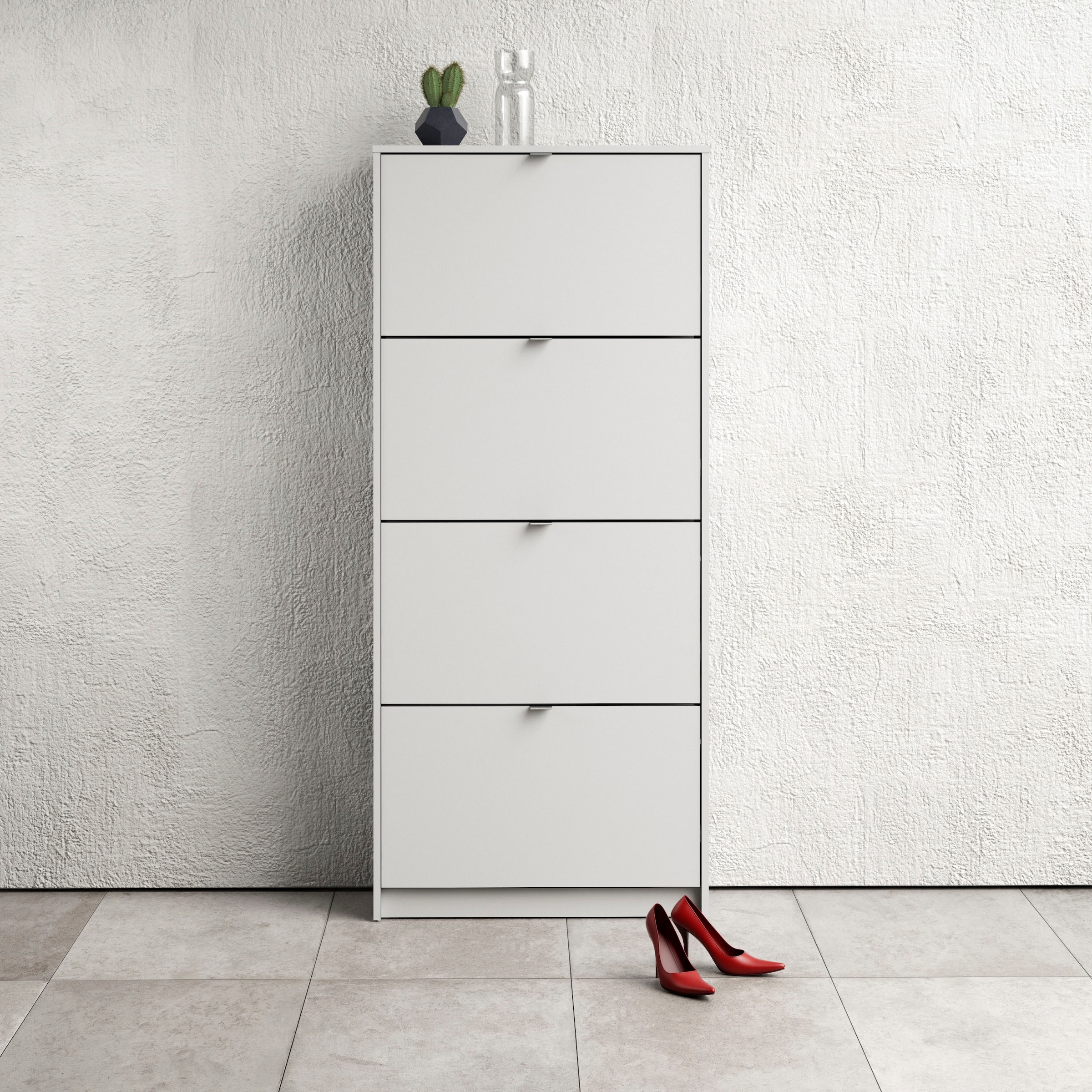 Shoes Shoe cabinet  with 4 tilting doors and 2 layers White, none
