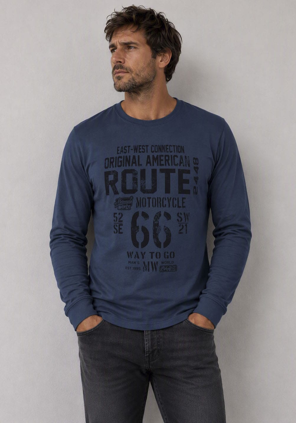 Man's World Rundhalsshirt »Neue Kollektion!« mit Bündchen