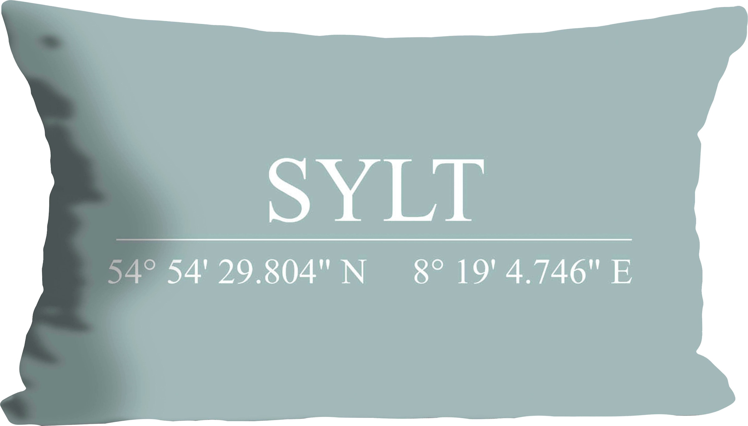queence Dekokissen »Sylt« Kissenhülle,Sylt Schriftzug,Sylt,Koordinaten,Nordsee,Maritim