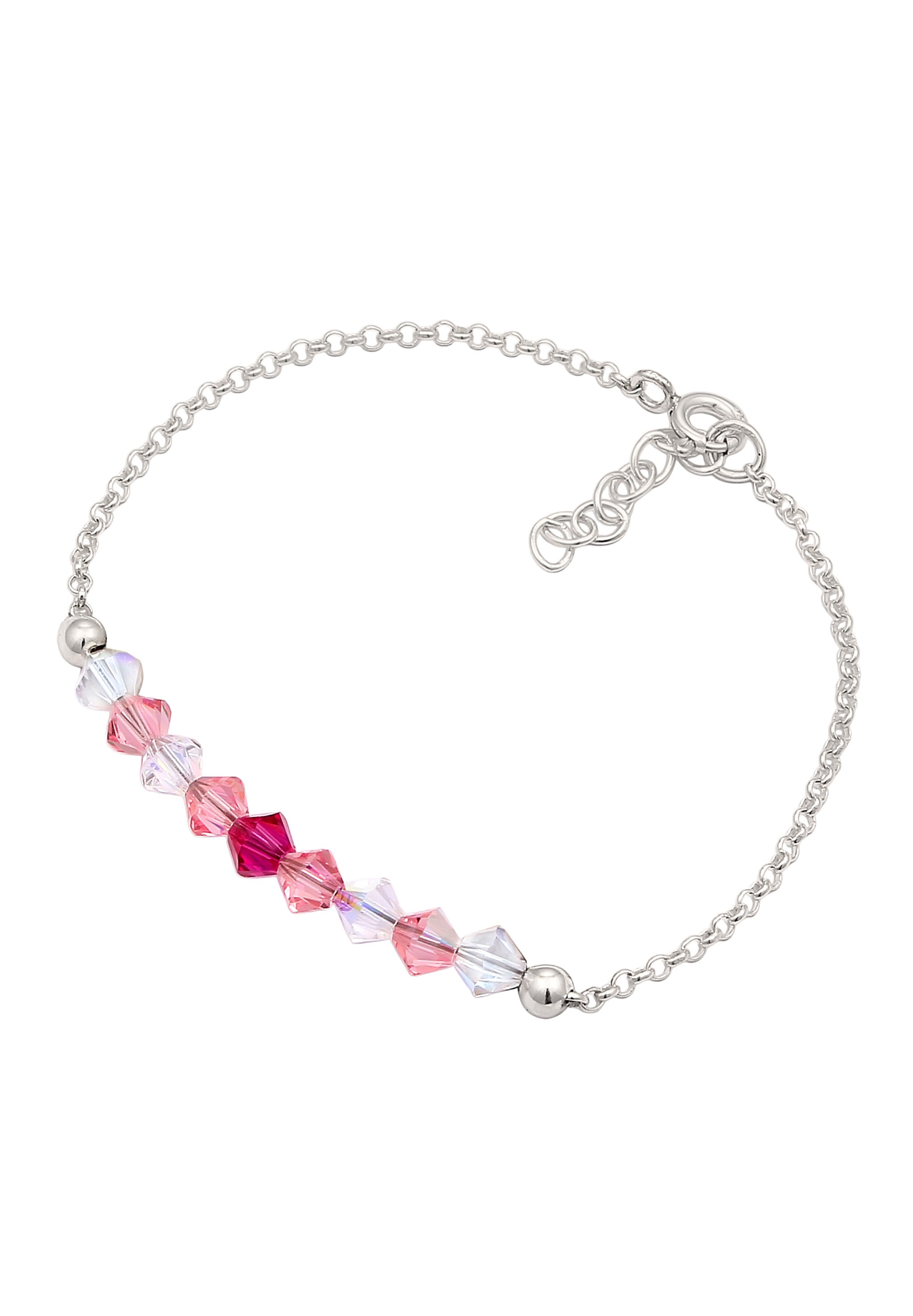 Elli Armkette »Armband Kinder Beads Rosa Kristalle 925 Silber«