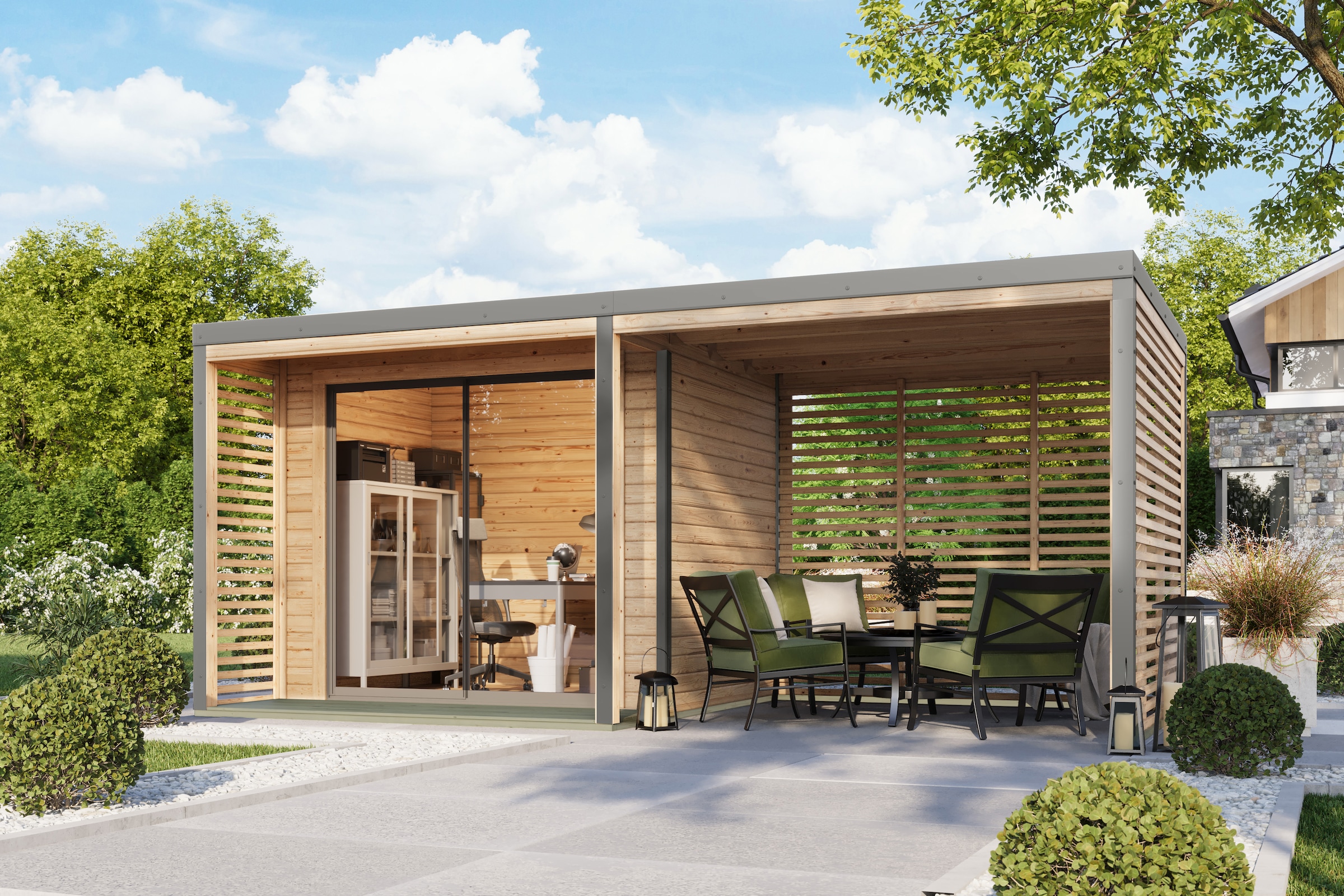 Karibu Gartenhaus »Saturino SET« inkl. Massivholzfußboden