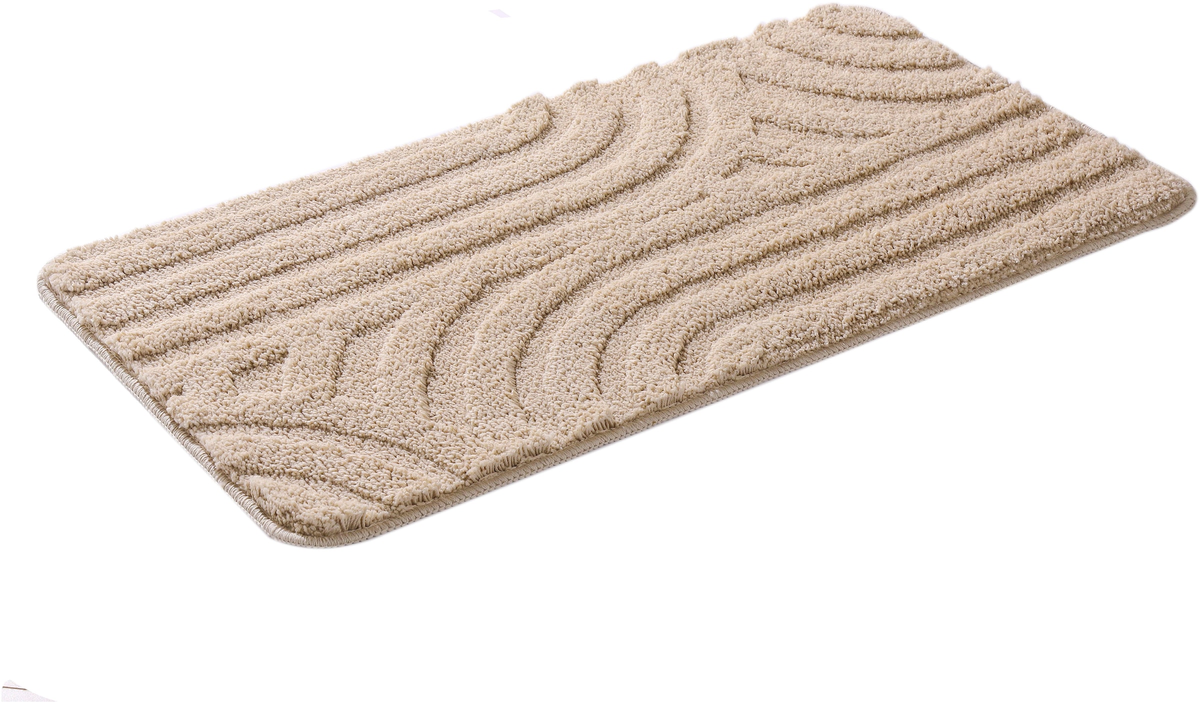 my home Badematte »Sanremo Scandi, Badvorleger, Badezimmer Teppich, Duschvorleger« Höhe 20 mm rutschhemmend beschichtet strapazierfähig Badteppich, Uni Farben, Hoch-Tief-Effekt, modernes Muster, Boho