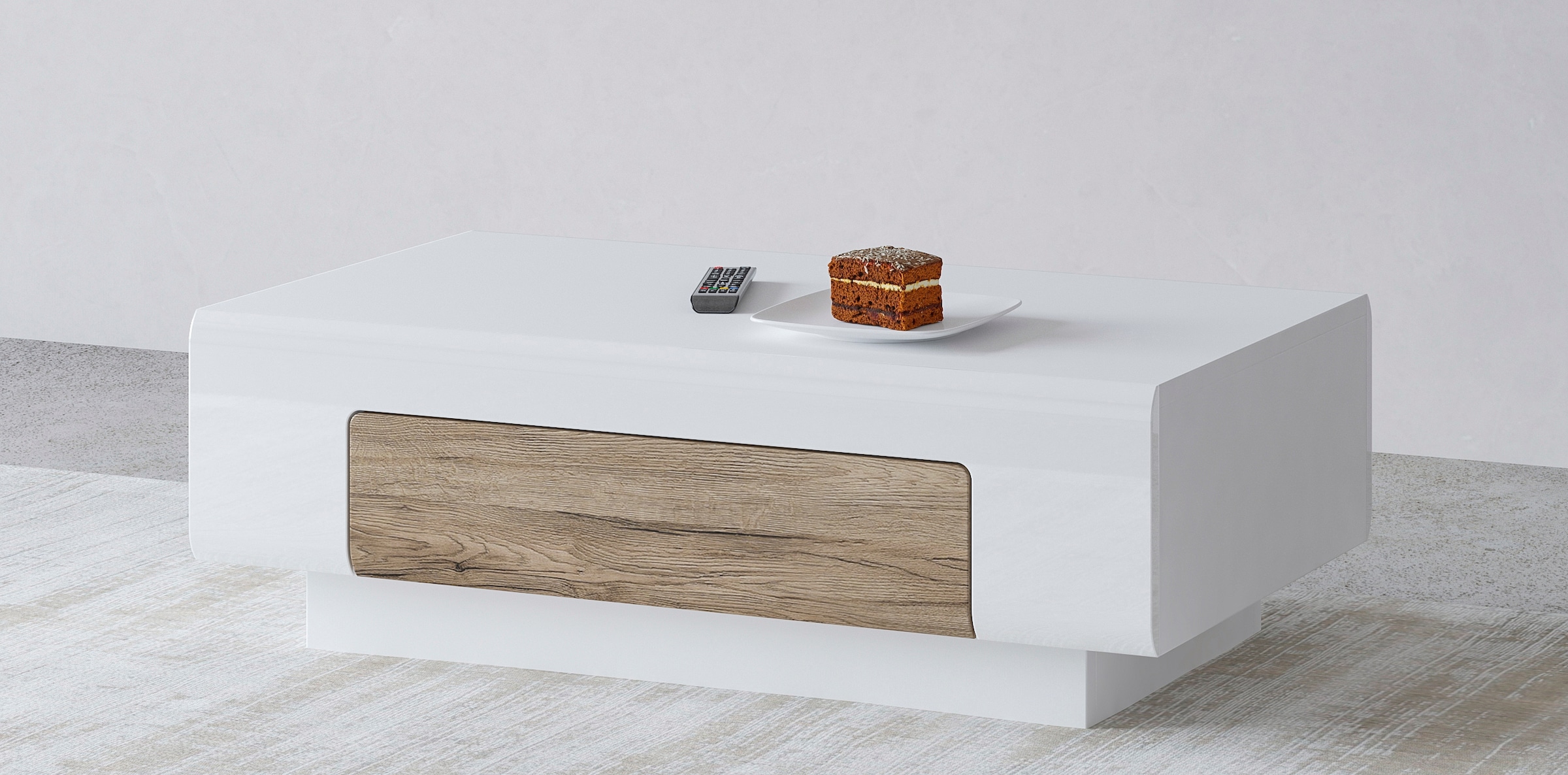 OTTO home Couchtisch "Toledo,Breite 110cm eleganter Sofatisch mit Hochglanzelemente" Kaffeetisch mit 1 Schublade, Wohnzimmertisch