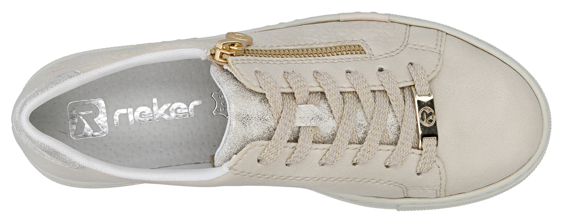 Rieker Plateausneaker  mit goldfarbenem Reißverschluss, Freizeitschuh, Halbschuh, Schnürschuh