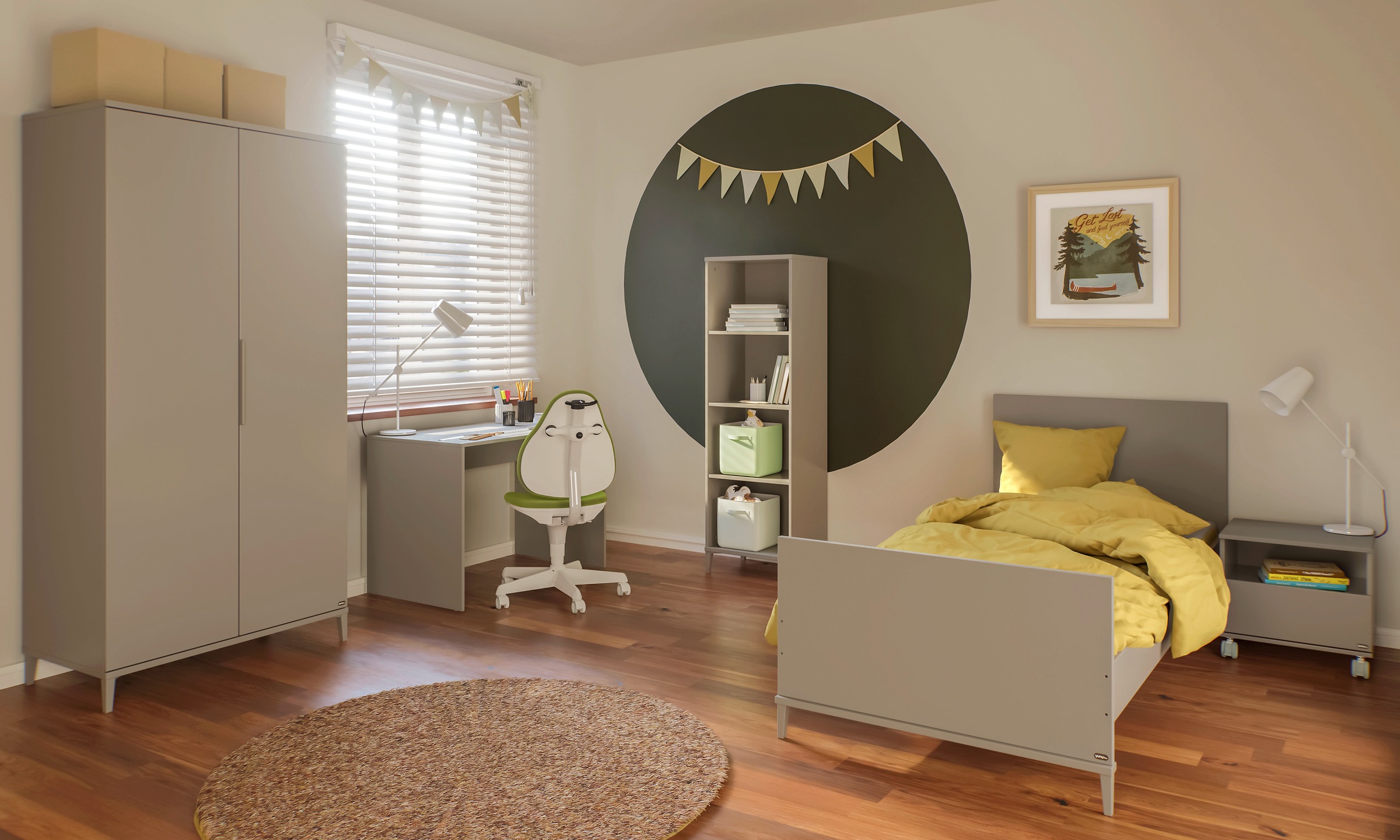 YUNY by PAIDI Kinderbett »BROTHER STU 90x200cm Jugendliege in Taupe« B/H/T ca. 207x96x91cm, Taupe,  zeitloses und langlebiges Einzelbett, geprüfte Qualität