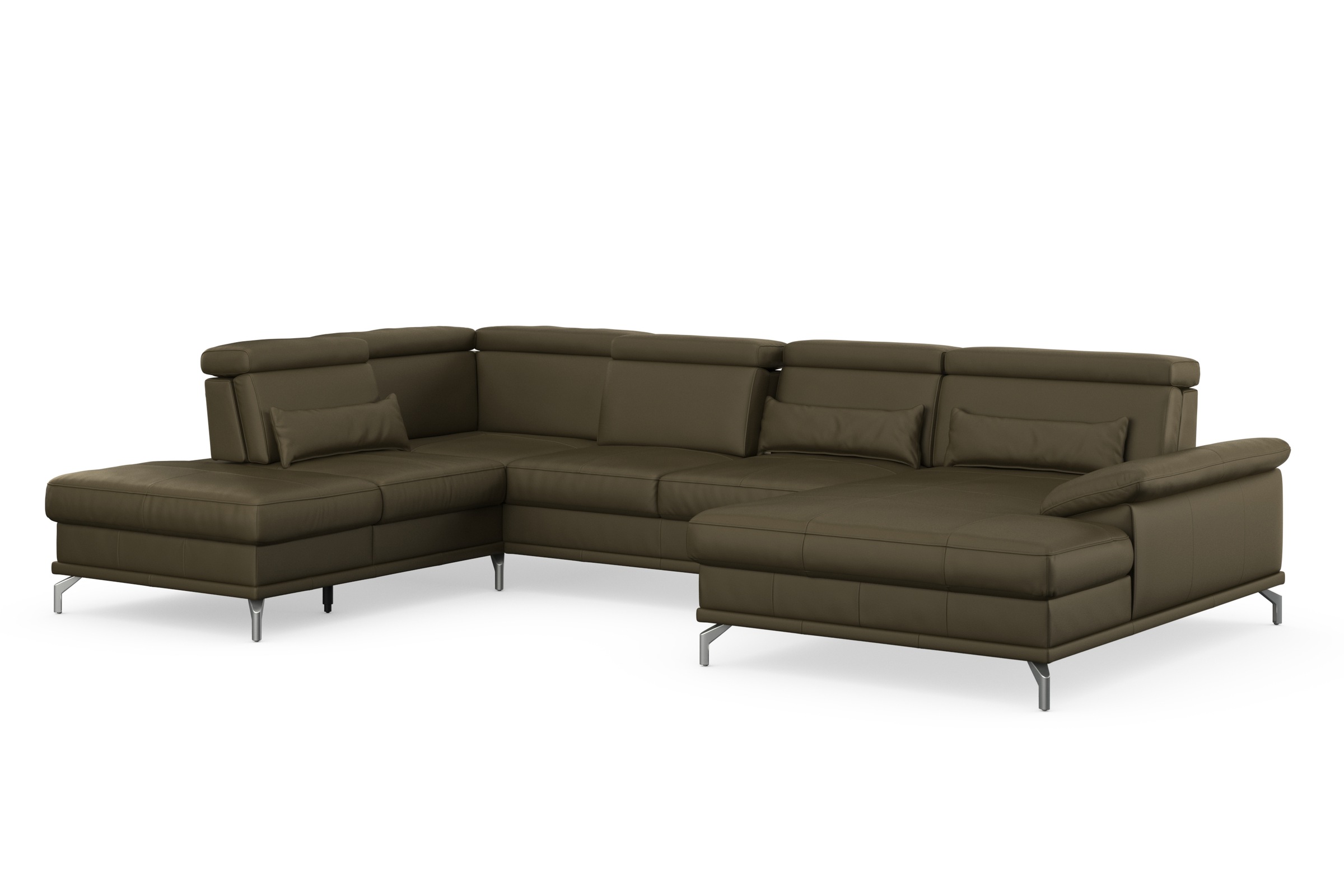 sit&more Wohnlandschaft »Cabrio U-Form, mit Sitztiefenverstellung, Arm- und Kopfteilverstellung«, 3 Nierenkissen, Federkern, optional Bettfunktion und Stauraum