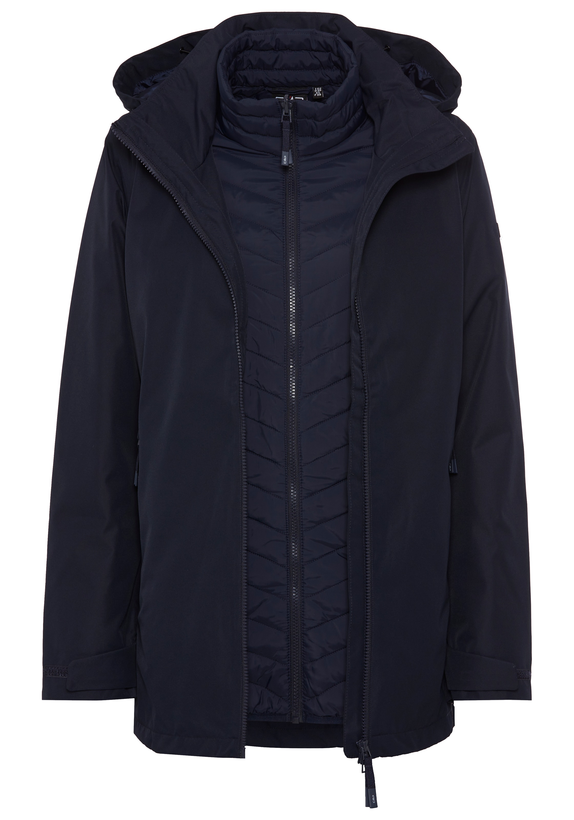 CMP 3-in-1-Funktionsjacke »WOMAN LONG JACKET ZIP HOOD DETACHABLE«, mit Kapuze