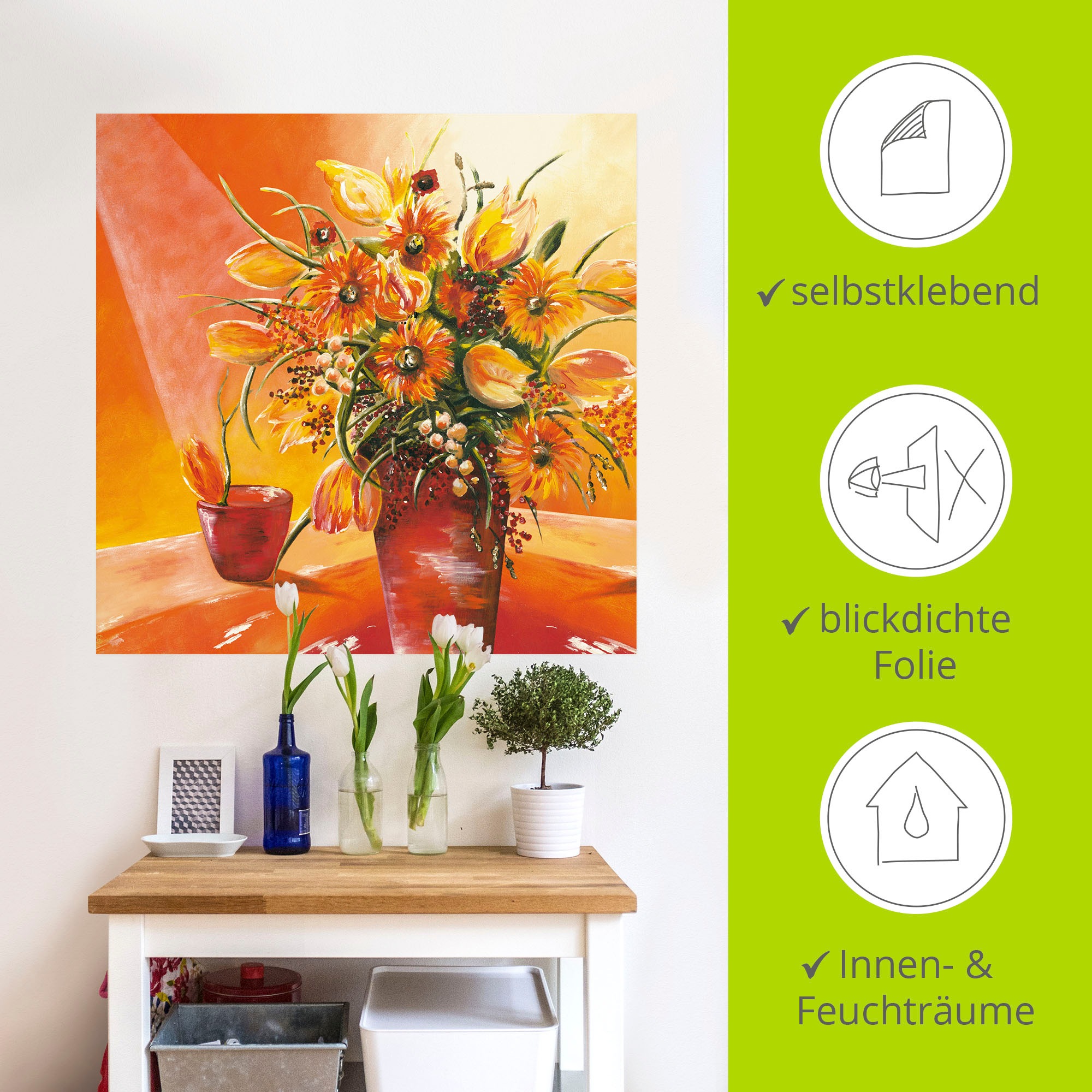 Artland Wandbild »Blumenstrauß in Vase I«, Blumen, (1 St.), als Alubild, Outdoorbild, Leinwandbild, Wandaufkleber, versch. Größen
