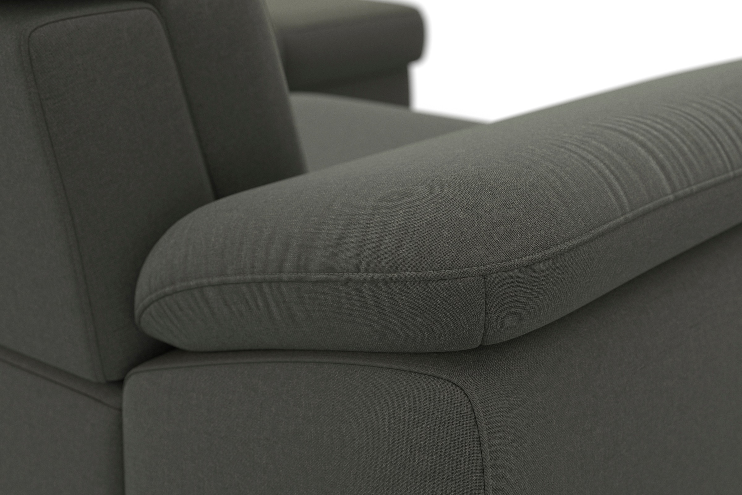 sit&more Ecksofa »Cabrio L-Form, B: 274 cm, mit Sitztiefen-, Arm- & Kopfteilverstellung«, 3 Nierenkissen, Federkern, optional Bettfunktion und Stauraum