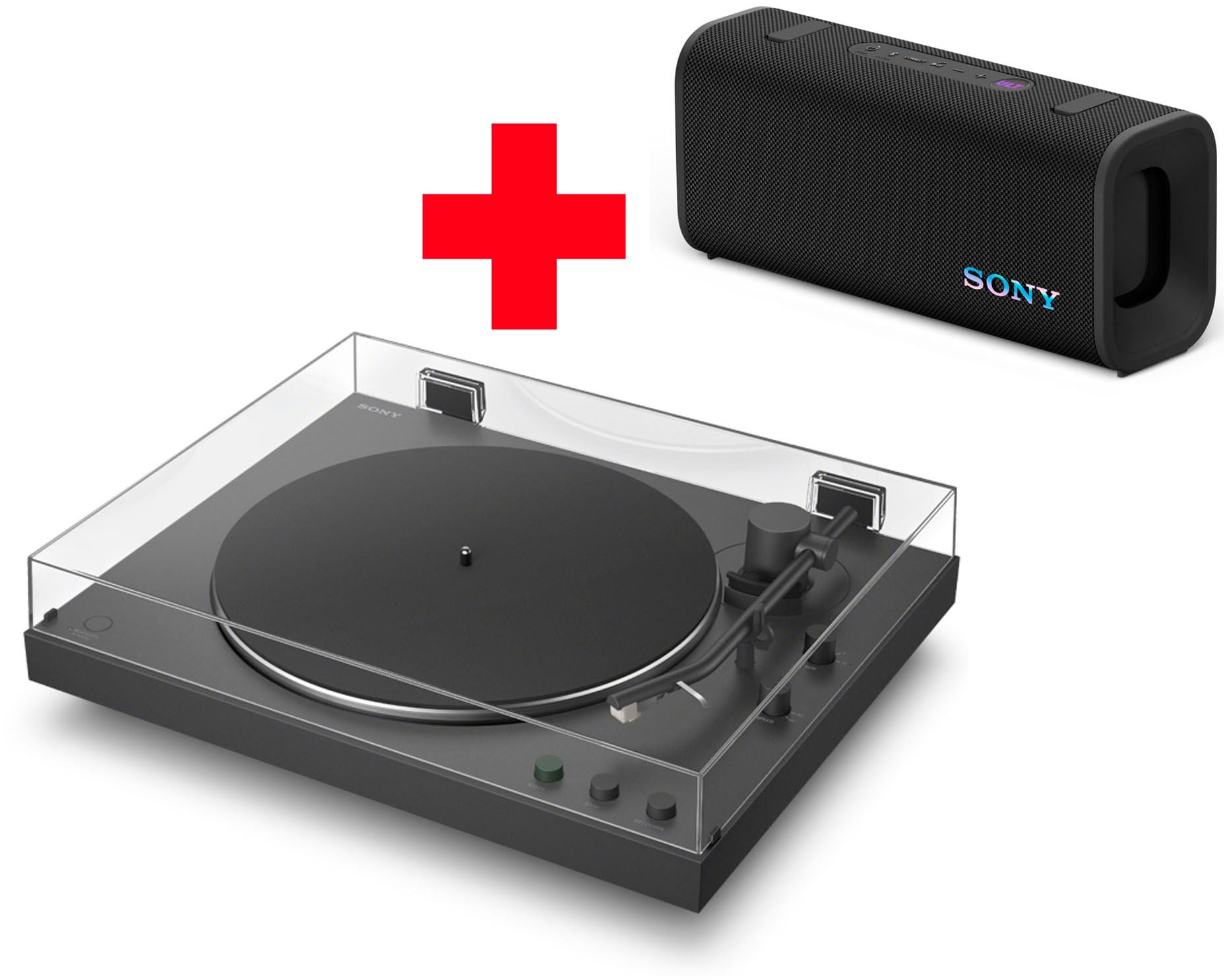 Sony, Plattenspieler »PS-LX3BT + Field 3« Vollautomatik, Hi Res Wi, Riemenantrieb, Phono Vorv., Staubschutz, schwarz, Field 3: Hit the button. Feel 
