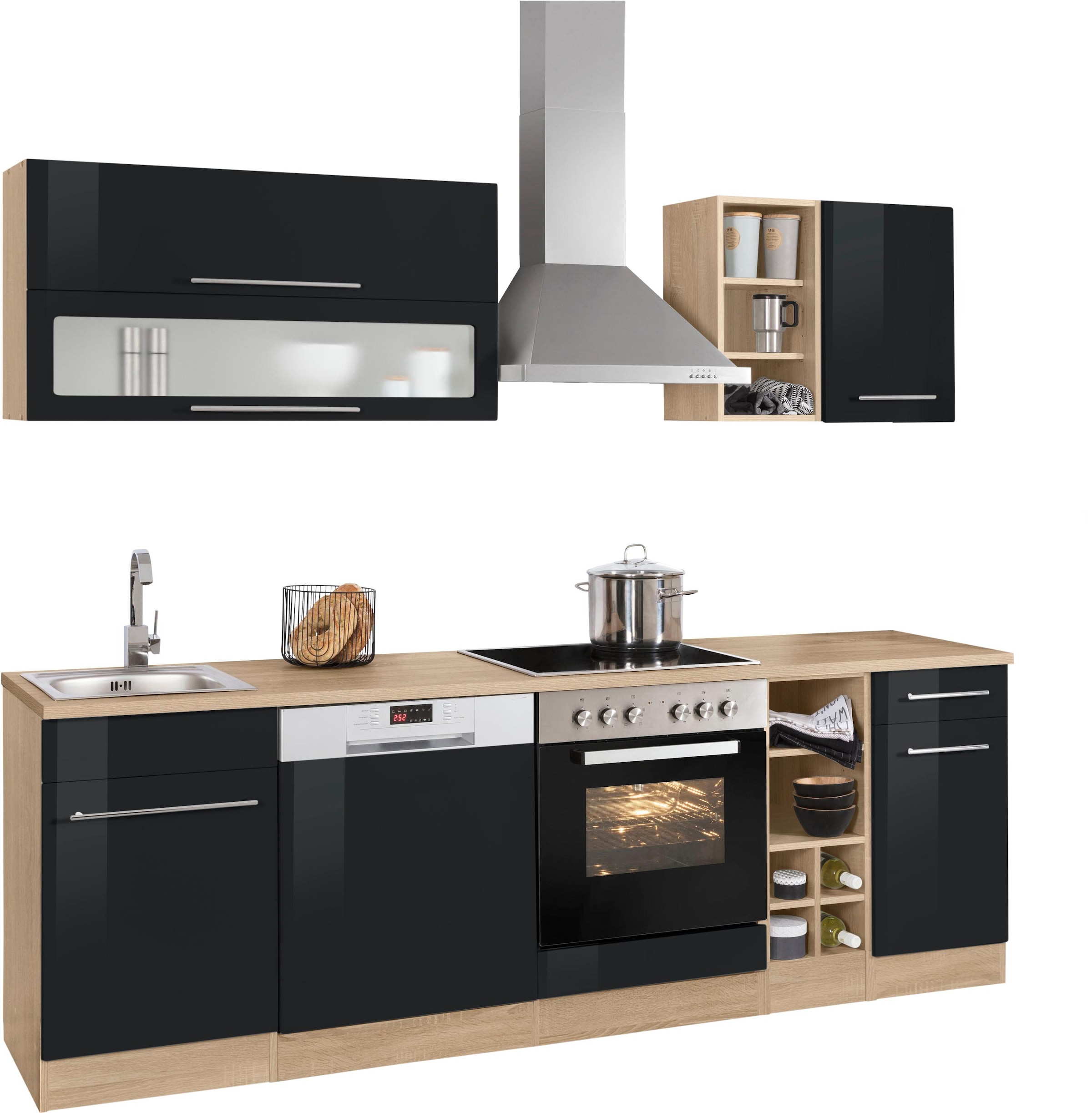 KOCHSTATION Küchenzeile »KS-Eton«, mit E-Geräten, Breite 240 cm