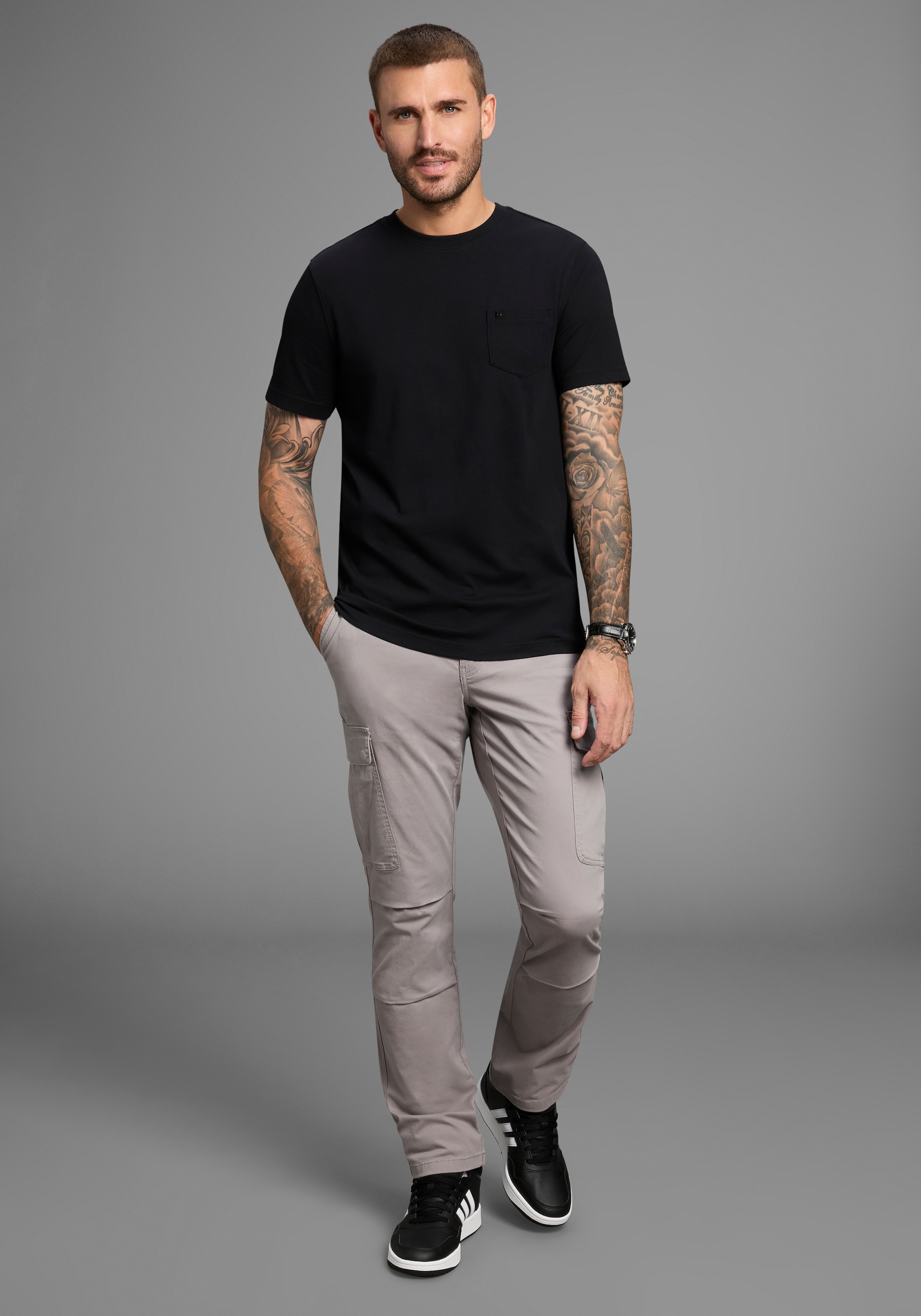 Bruno Banani T-Shirt, Gewaschene Optik mit Brusttasche