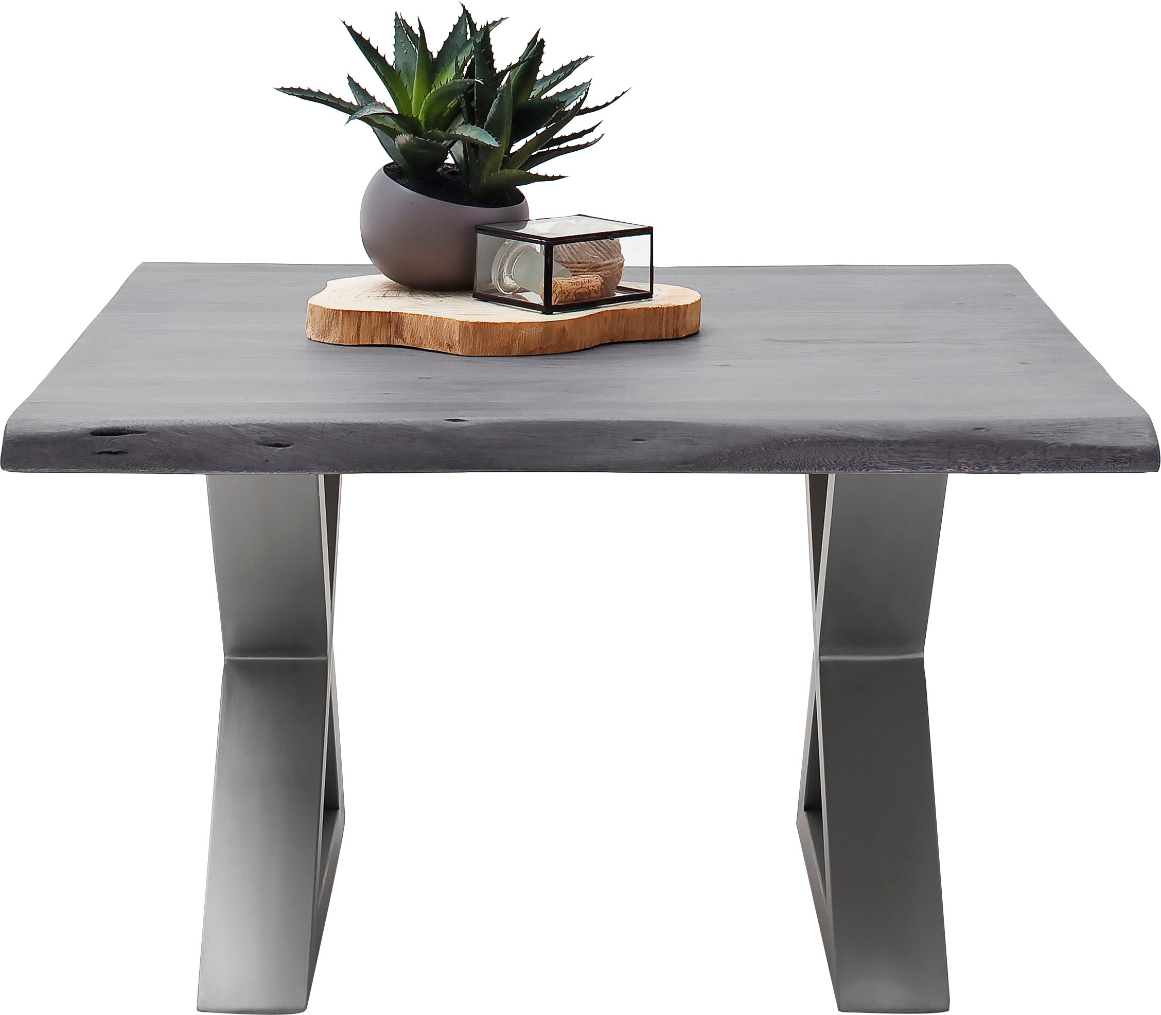 MCA furniture Couchtisch »Cartagena«, Couchtisch Massivholz mit Baumkante und natürlichen Rissen und Löchern
