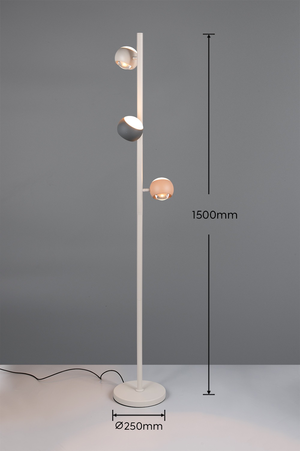 Musterring LED Stehlampe »CANNON, 3-flammige LED Stehleuchte 5W 500Lumen 2300-4000K CCT« LED-Board 1 Stk. Farbwechsler | warmweiß - kaltweiß mit Touch-Sensordimmer, Memory, 3 schwenkbare Lichtkegel up-and-down
