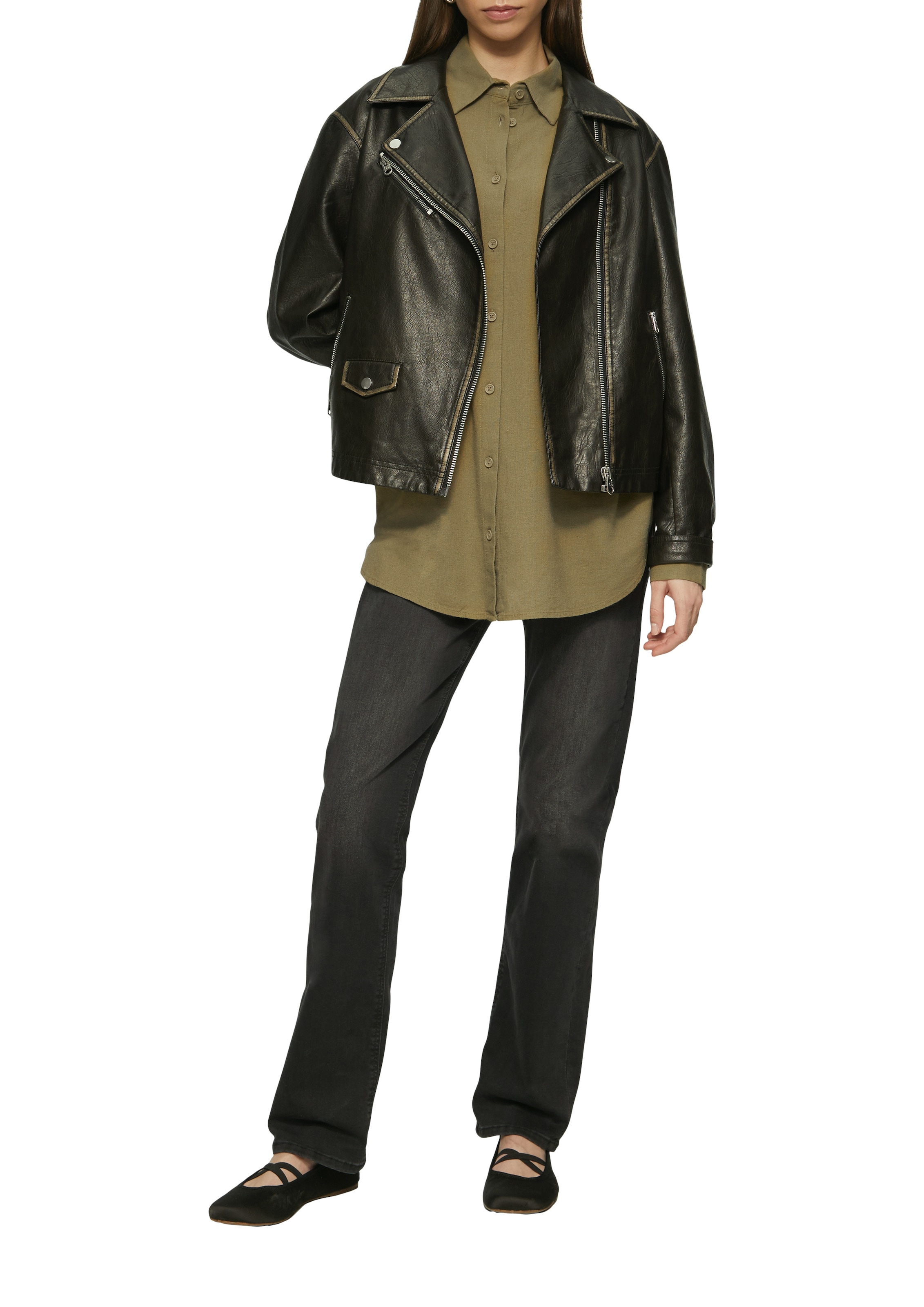 QS Langarmbluse aus einem Leinenmix mit Viskose