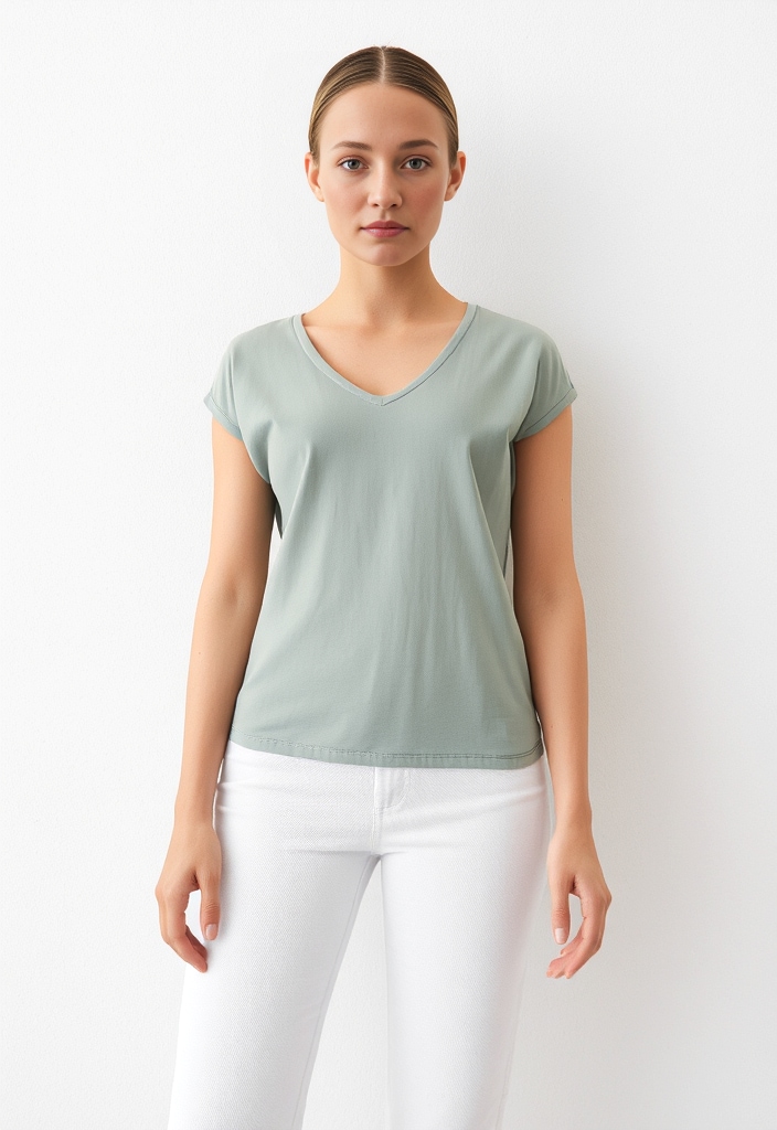 Vero Moda »VMFILLI SS V-NECK TEE GA NOOS« Materialmix, relaxed fit