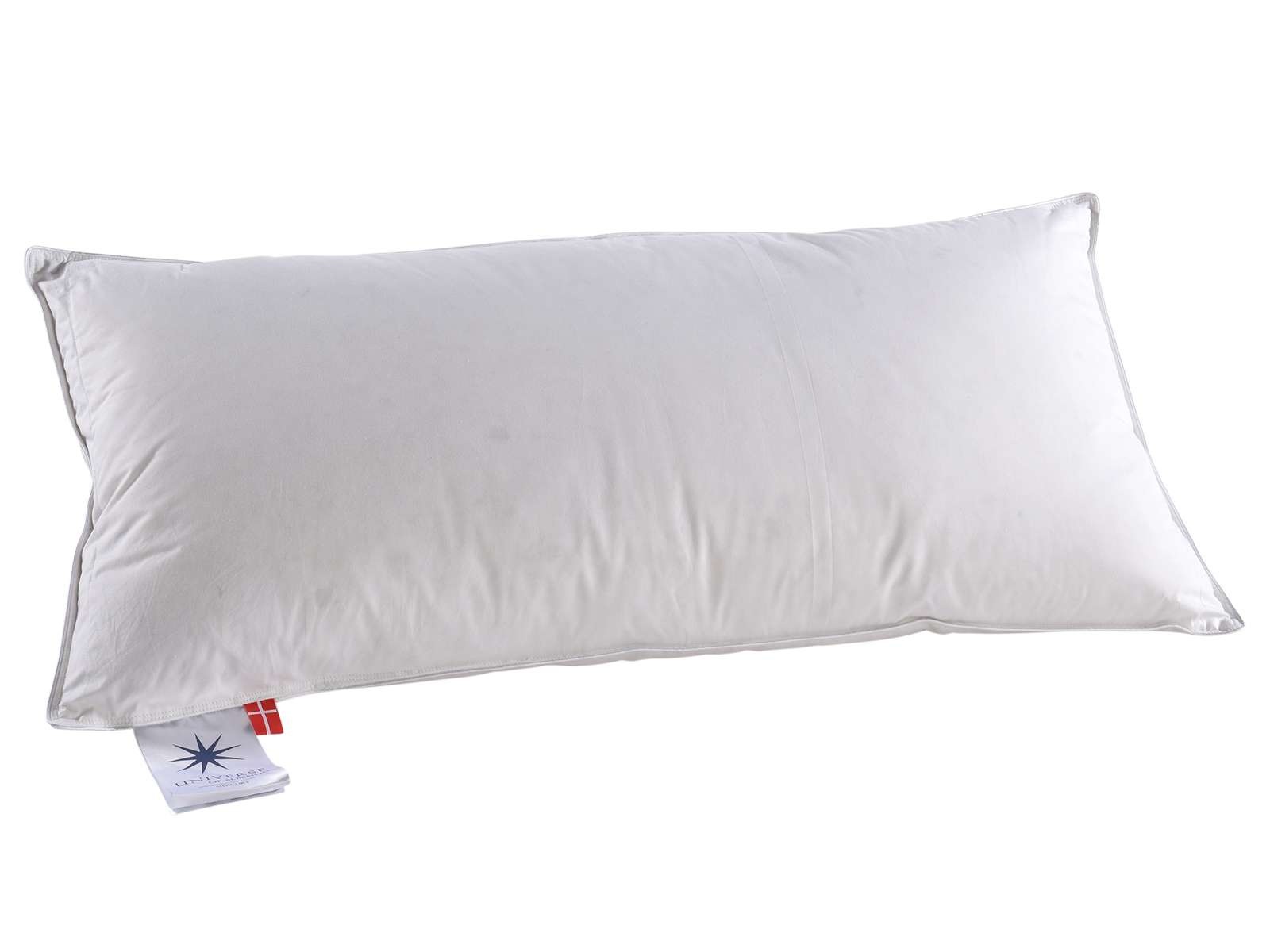 Universe of sleeping 3-Kammer-Kopfkissen »Mercury 3-Kammer Kopfkissen, 90% Daunenfüllung, natürliche Materialien«, Füllung: 90% Entendaunen/10% Federn im AuÎ²enkammer, (1 St.), Hochwertige Kissen, 40x80 cm. in Medium Höhe, Made in Denmark