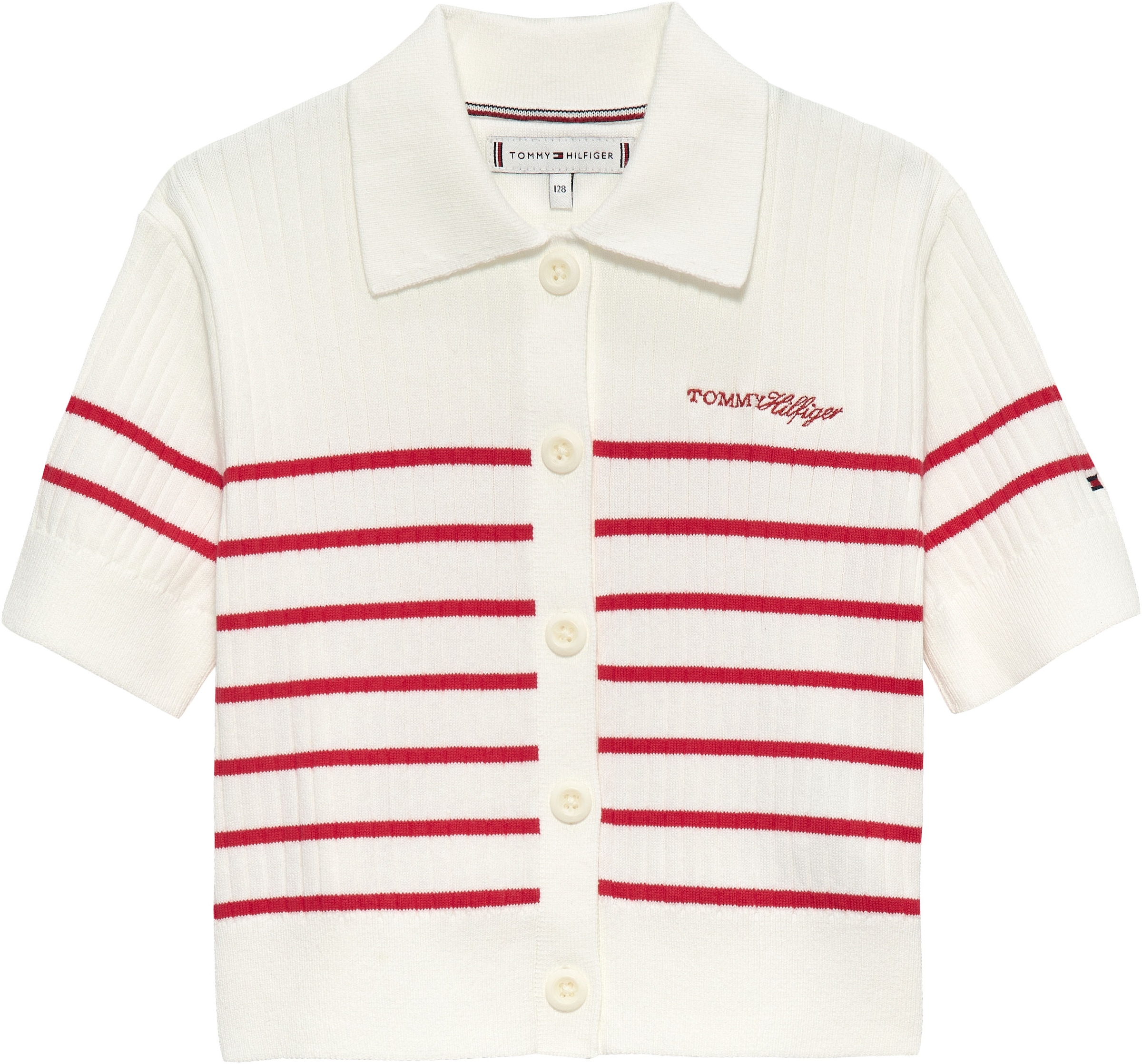 Tommy Hilfiger Strickjacke »SWEATER RIB POLO SS« Kinder bis 16 Jahre, regular fit