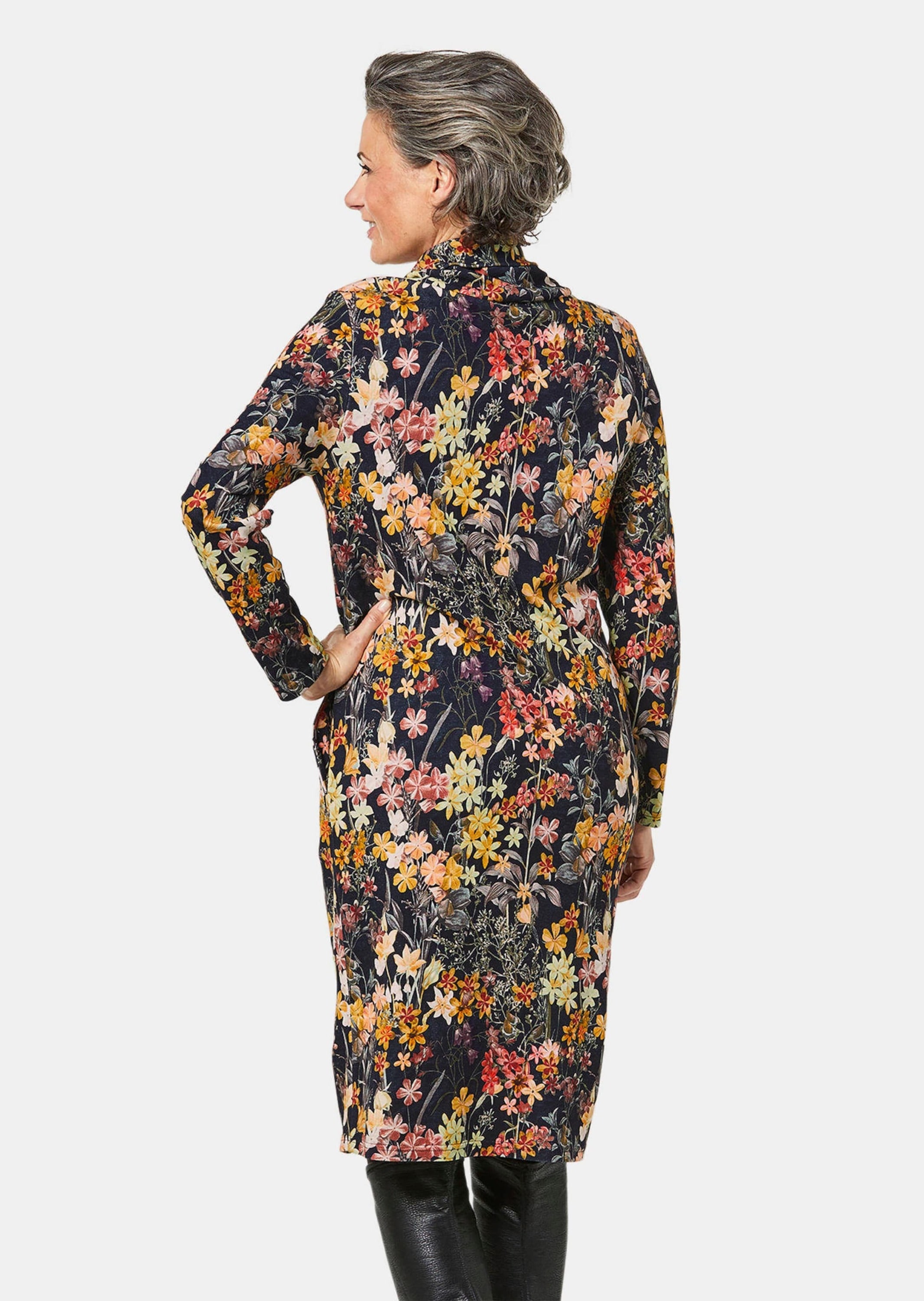 GOLDNER Druckkleid »Druckkleid mit halsfernem Rollkragen«