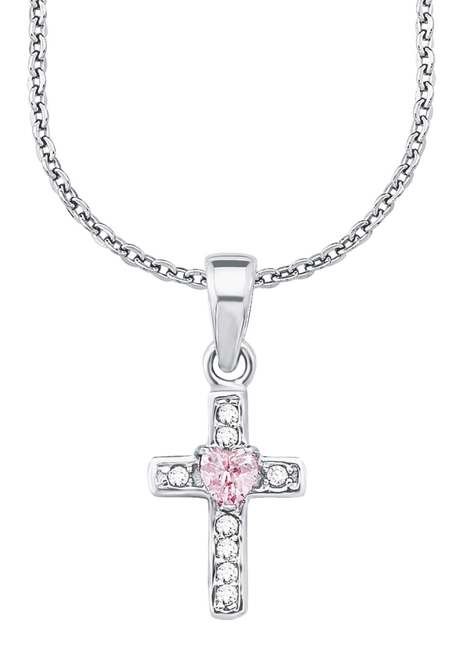 2021302«, Anhänger Kette »rosa mit Zirkonia Amor bei mit Herz, Kreuz,