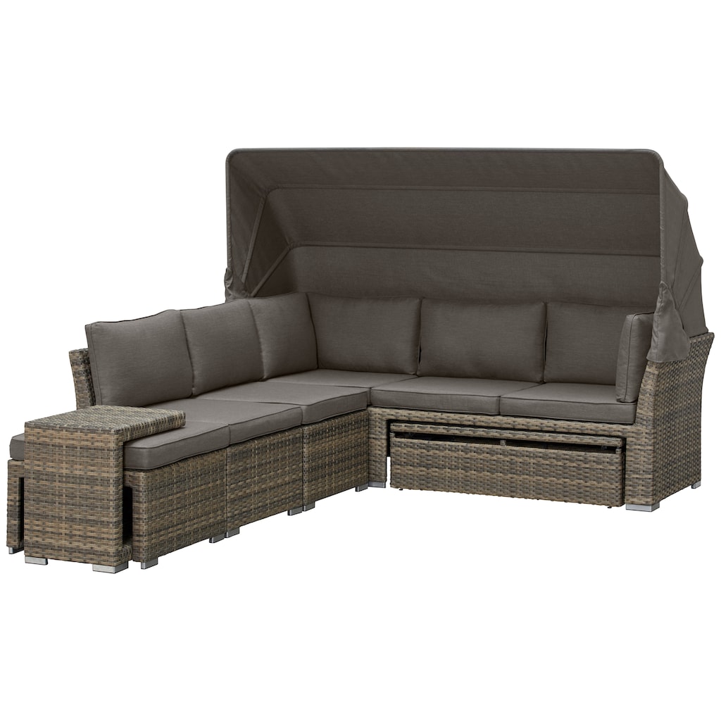 KONIFERA Gartenlounge-Set »Hawaii Premium«, (Set, 19 tlg., 1x3erSofa, 2xSessel, 1xHocker, 1xBeistelltisch, 1xTisch 111x54x59cm)