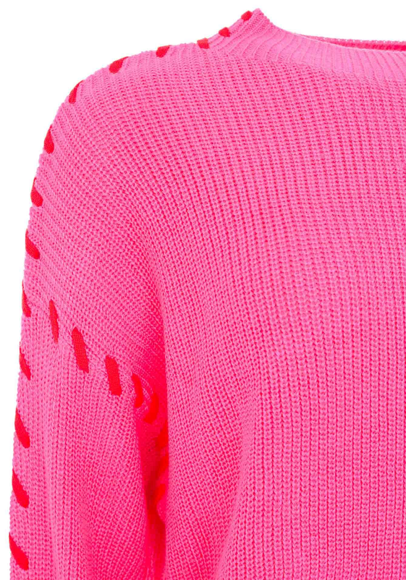 Zwillingsherz Strickpullover »"Stitching"«, kontrastfarbige Nähte, hoher Rundhalsausschnitt, mit Wollanteil