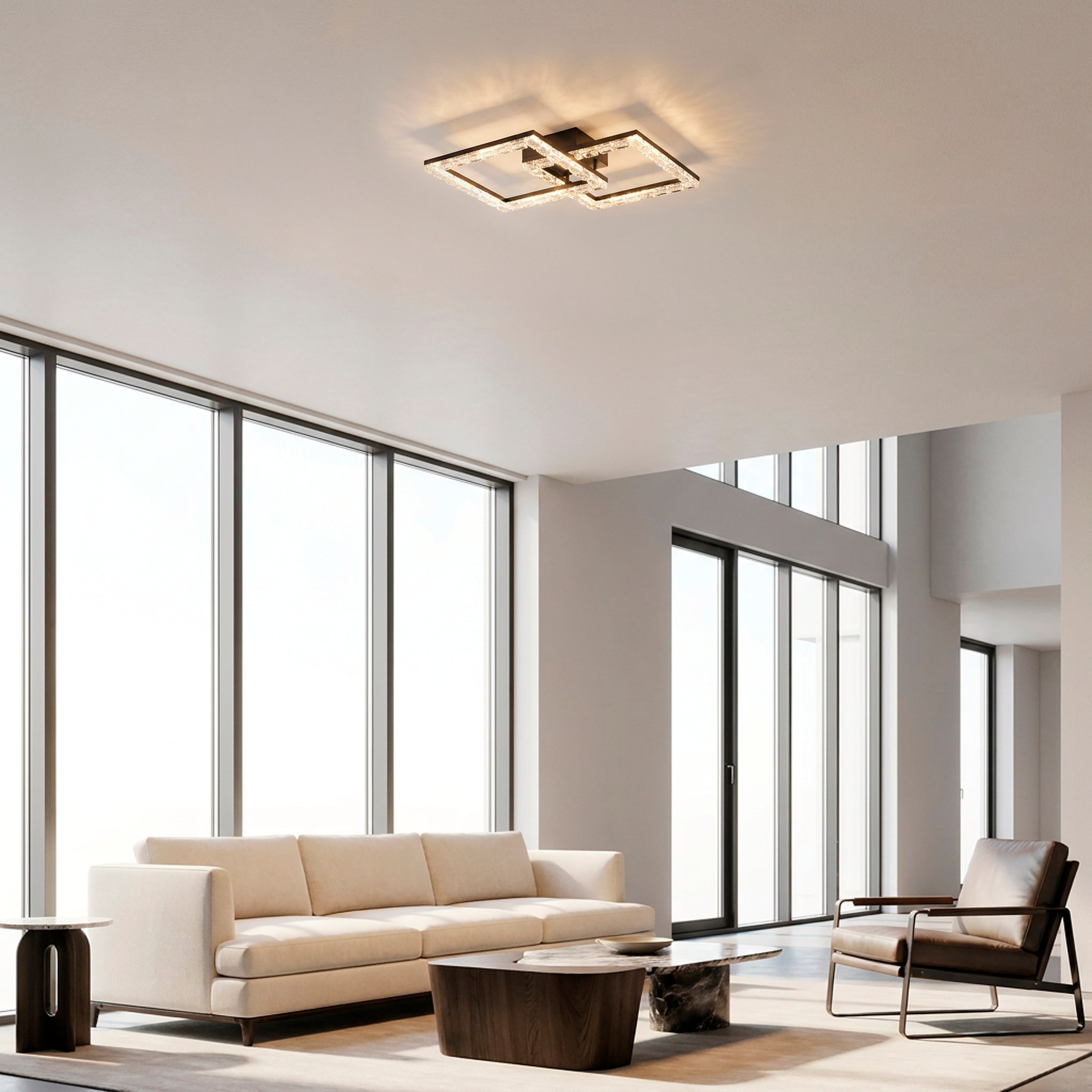 JUST LIGHT LED Deckenleuchte »GLITRA« LED-Board 1 Stk. Warmweiß Rahmen drehbar, 3000K Leuchtmittel, Kristallabdeckung