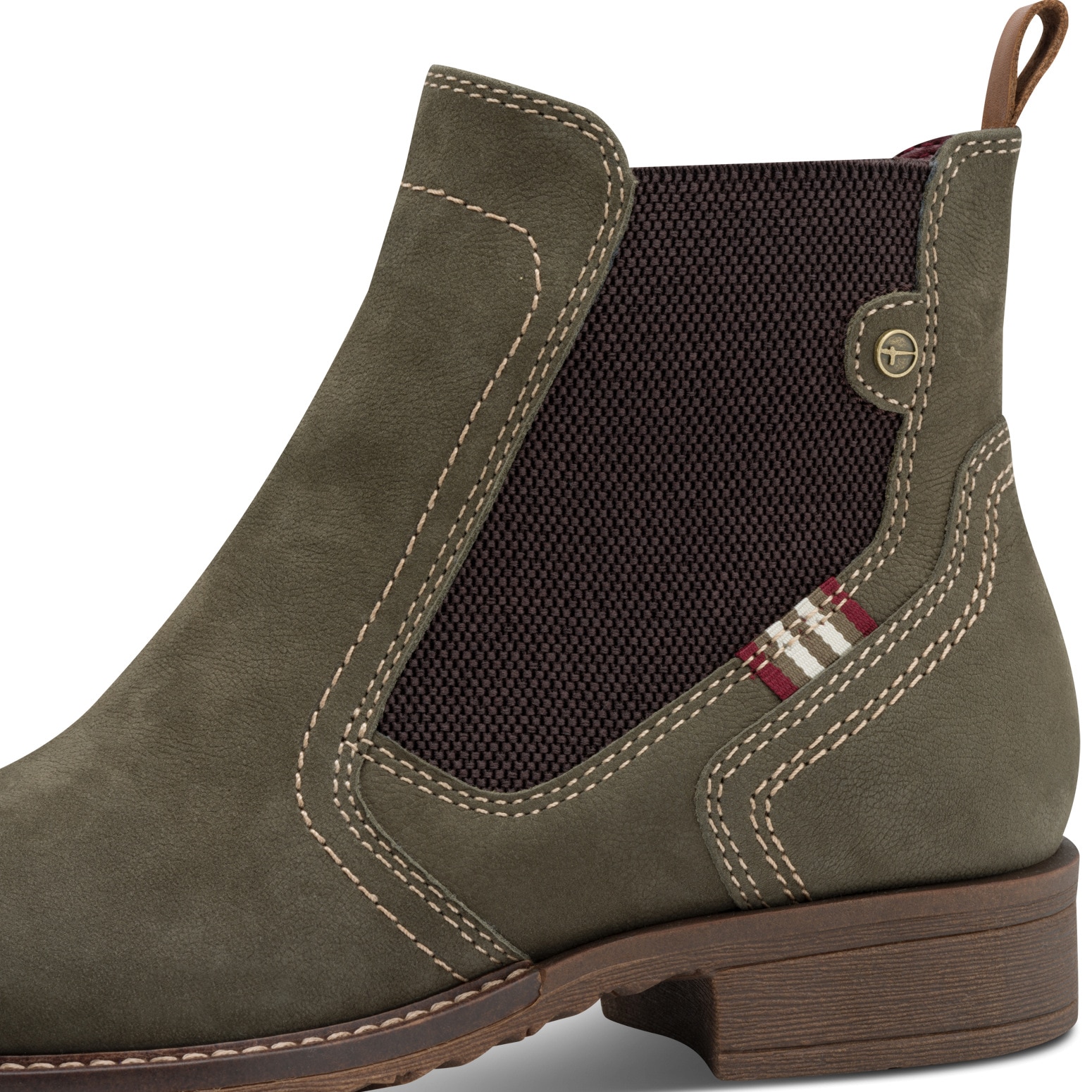 Tamaris Chelseaboots  , Blockabsatz, Stiefelette mit Kontrastnähten und Kontrastdetails