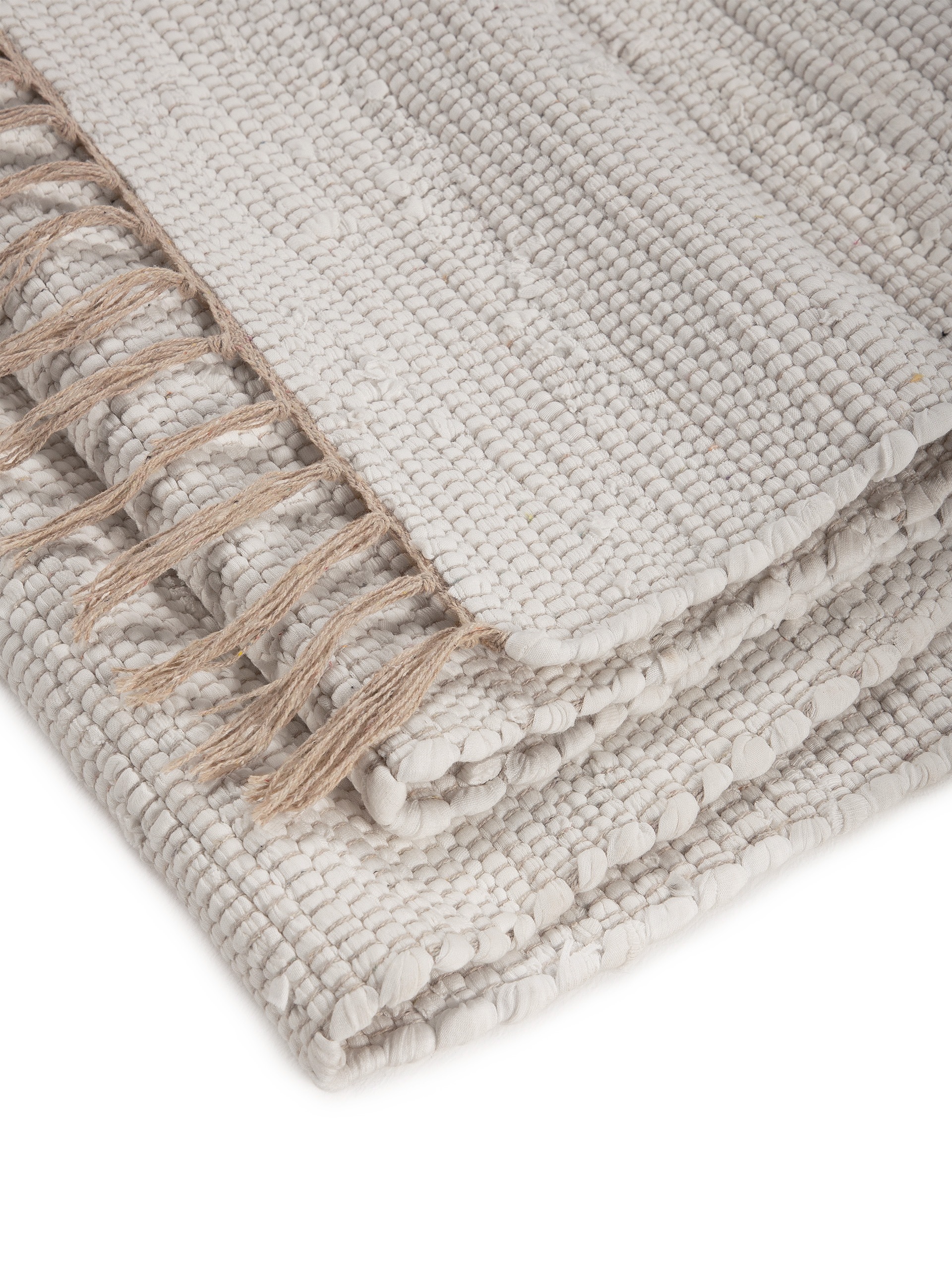 carpetfine Teppich »Kelim Chindi uni, auch als Läufer«, rechteckig, 5 mm Höhe, Wendeteppich, reine Baumwolle, handgewebt, Uni-Farben, mit Fransen