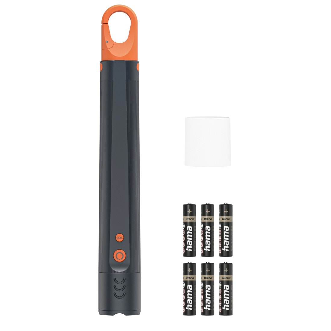 Hama LED Taschenlampe »LED-Taschenlampe, Batterien, stoßfest, Alu, 4 Modi + SOS, Zoom« stromsparend, Schutz vor Spritzwasser, robust