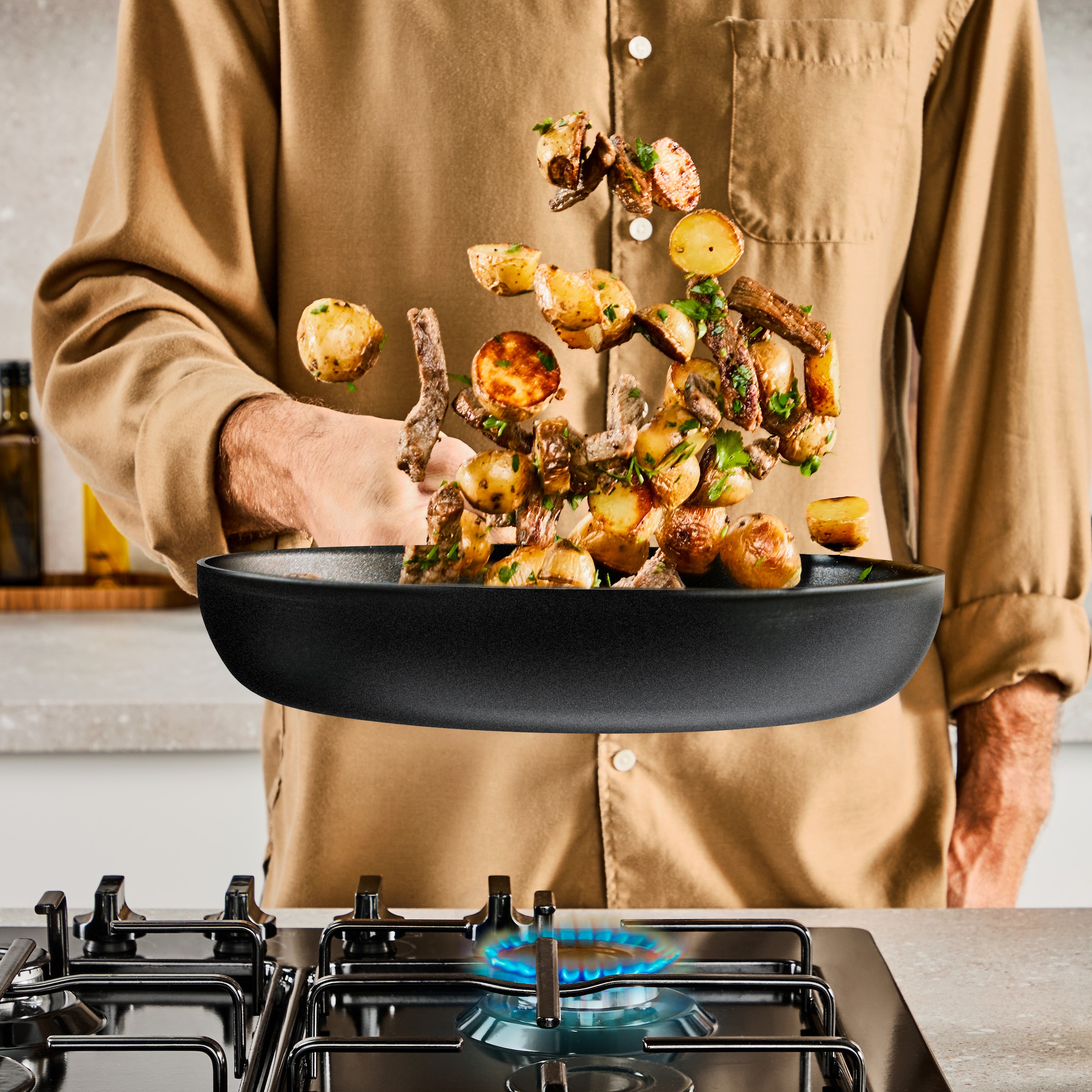Tefal Schmorpfanne »Excell'Cook« Aluminium 1 Schmorpfanne 24 cm inkl. Glasdeckel,  leistungsstarke Antihaftbeschichtung, Induktion, metallspatelsicher