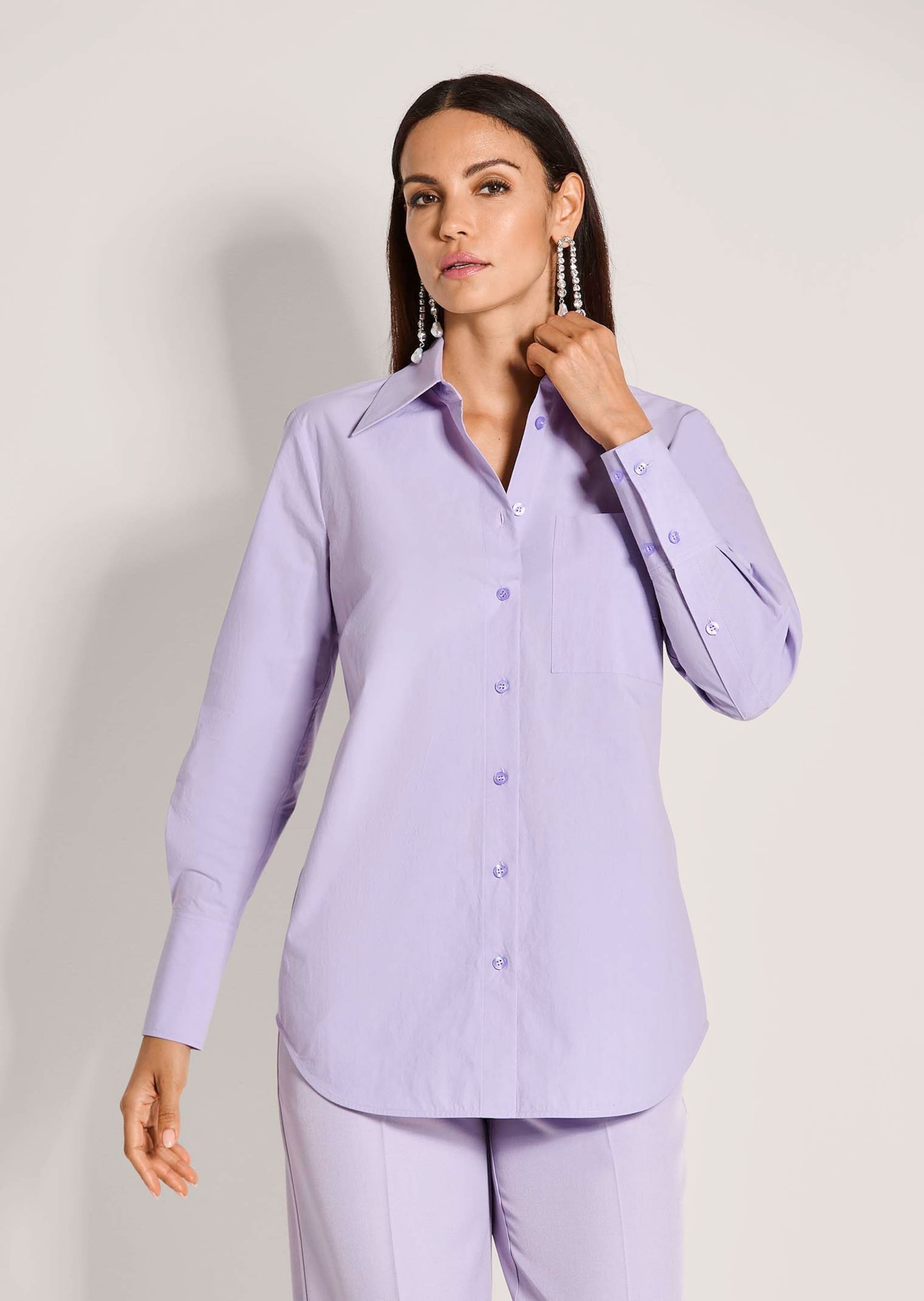 MADELEINE Langarmbluse »Hemdbluse Baumwollbluse mit Hemdkragen« Ärmelschlitz