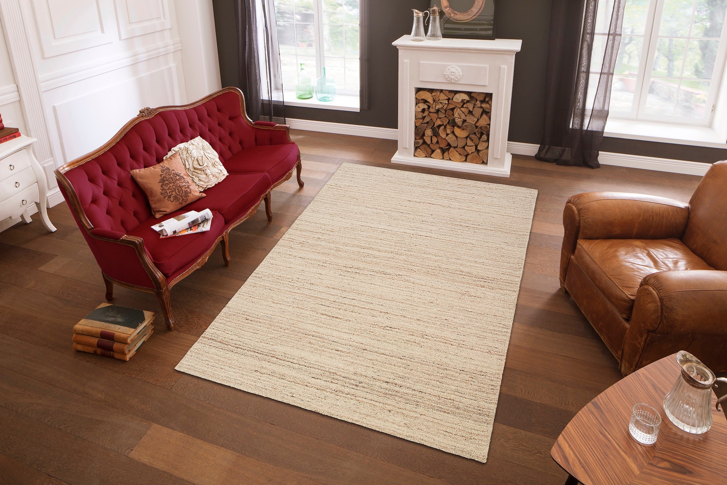 THEKO Wollteppich »Janne, Berber Teppich,  Wolle, meliert, handgearbeitet« rechteckig 20 mm Höhe handgetuftet, Wohnzimmer, Schlafzimmer, Esszimmer